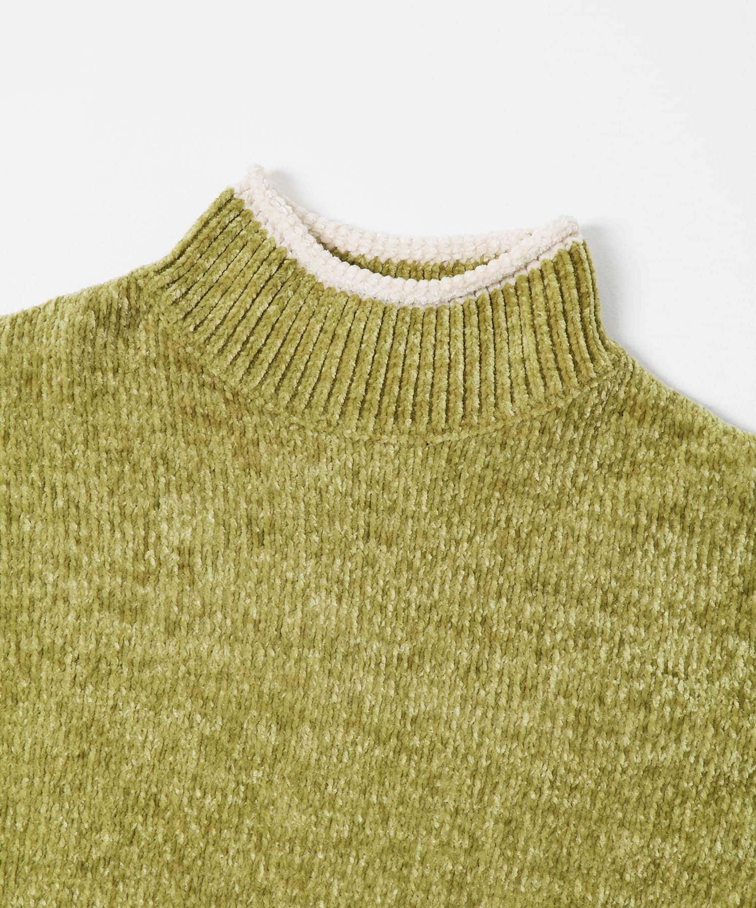 モールヤーンハイネックニットプルオーバー ピスタチオ FREE