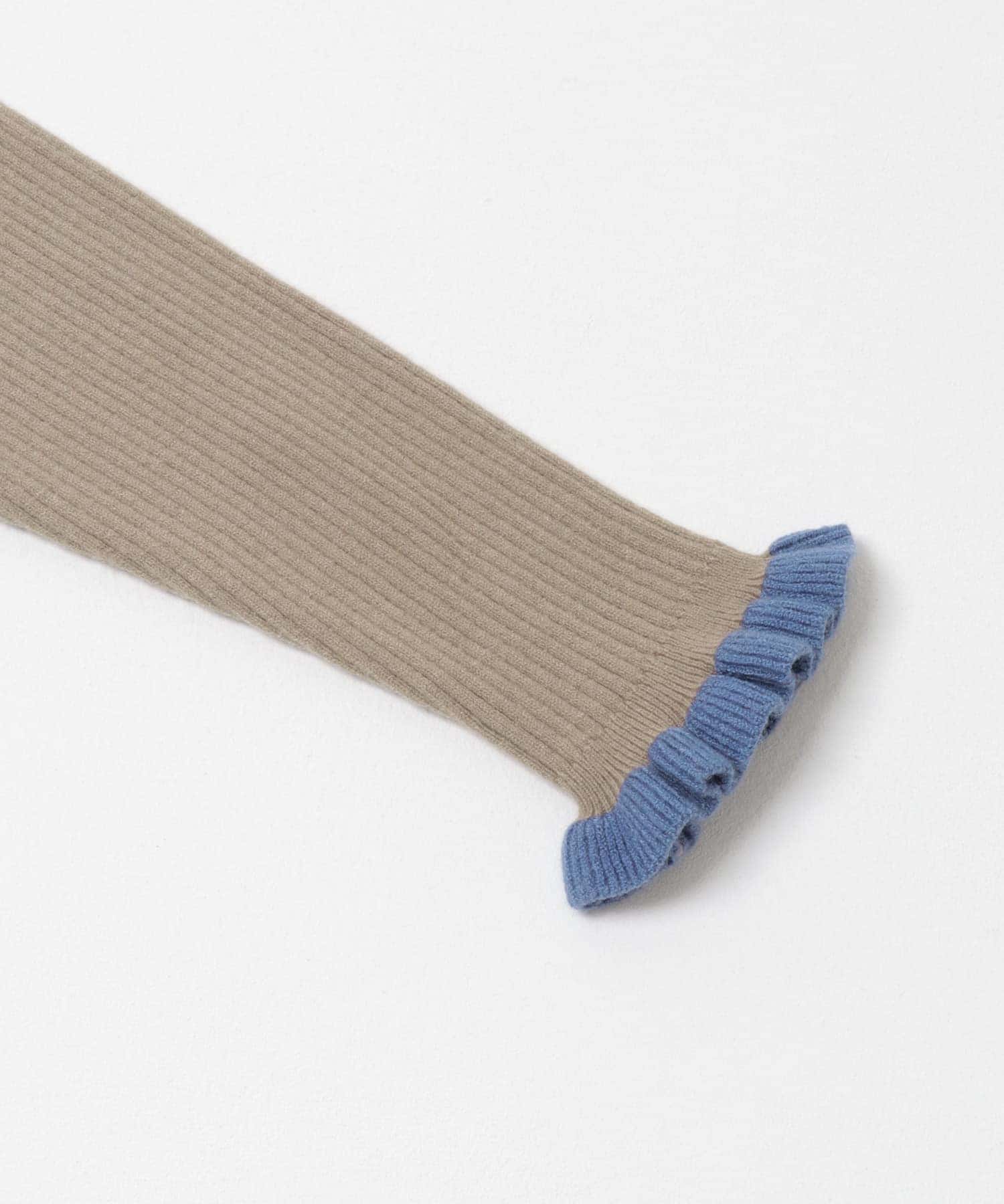 袖口フリルハイネックプルオーバー GRGExBLU FREE