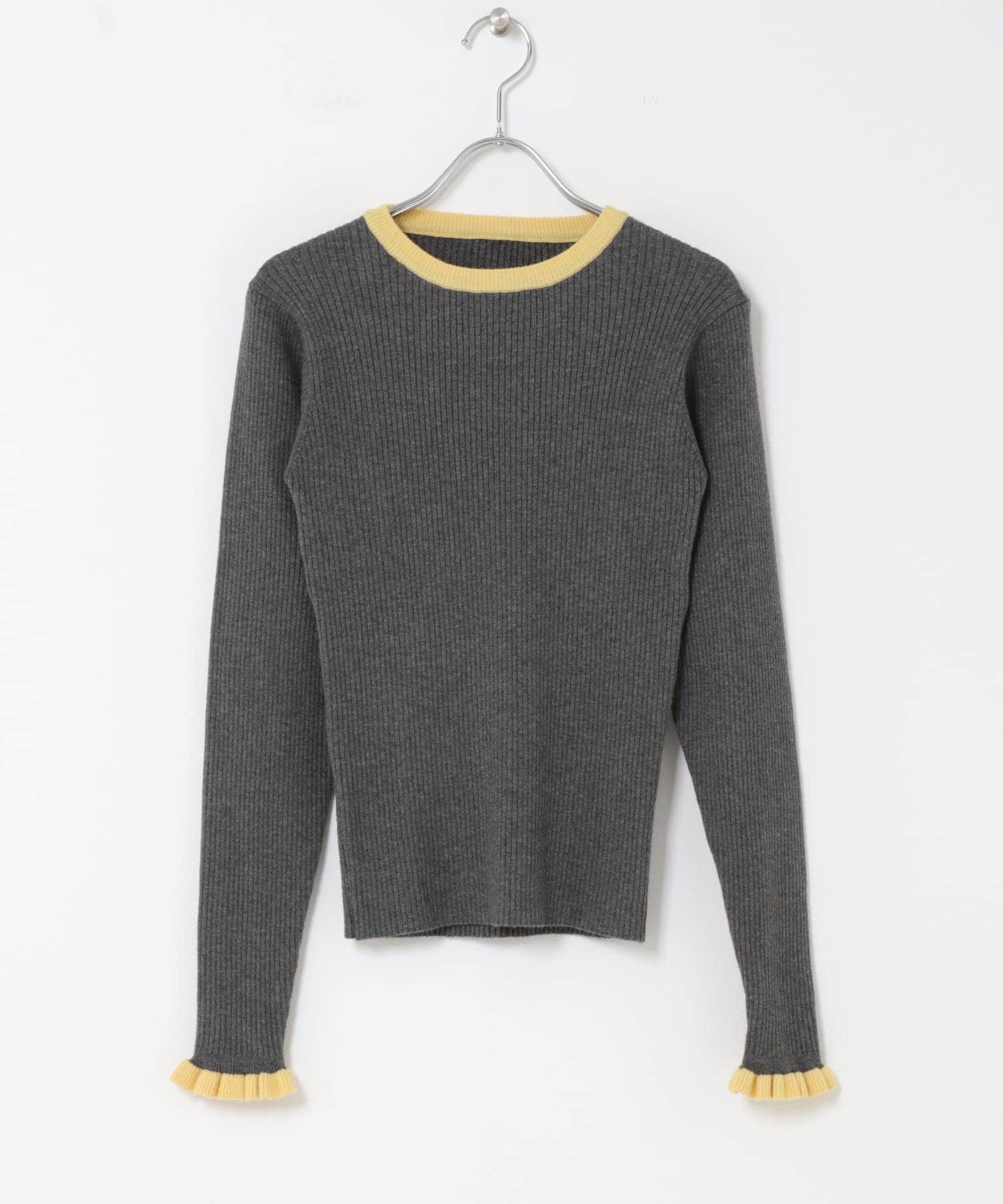 『洗濯可』袖口フリルクルーネックプルオーバー GRYxBUT Free