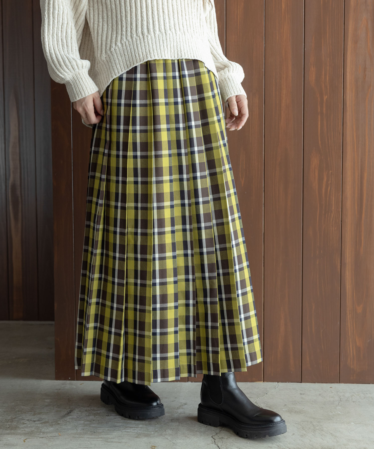 チェックプリーツイージースカート