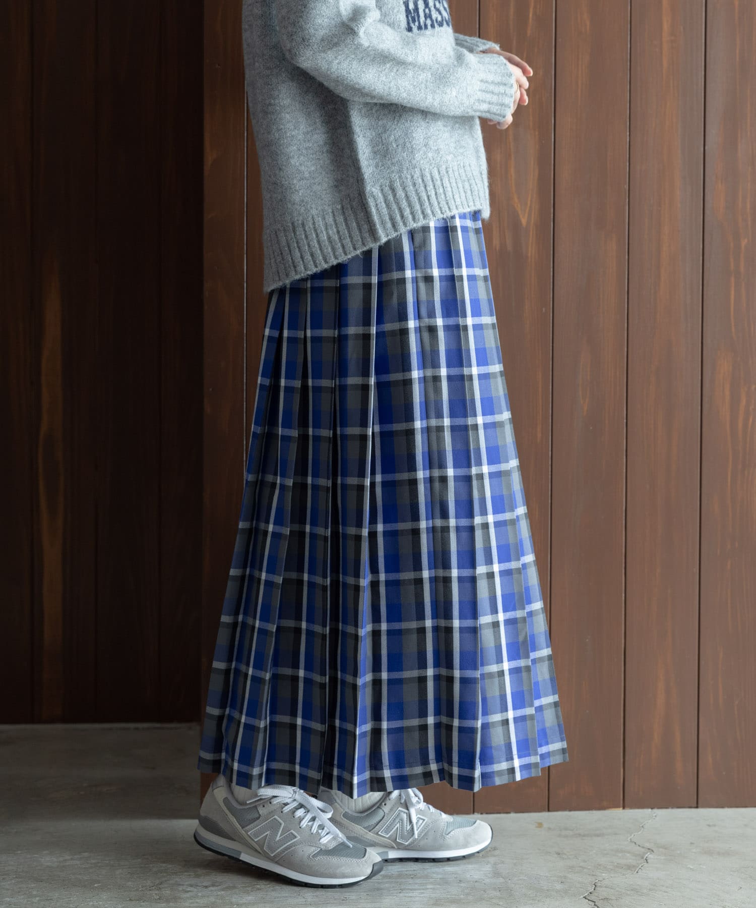 チェックプリーツイージースカート