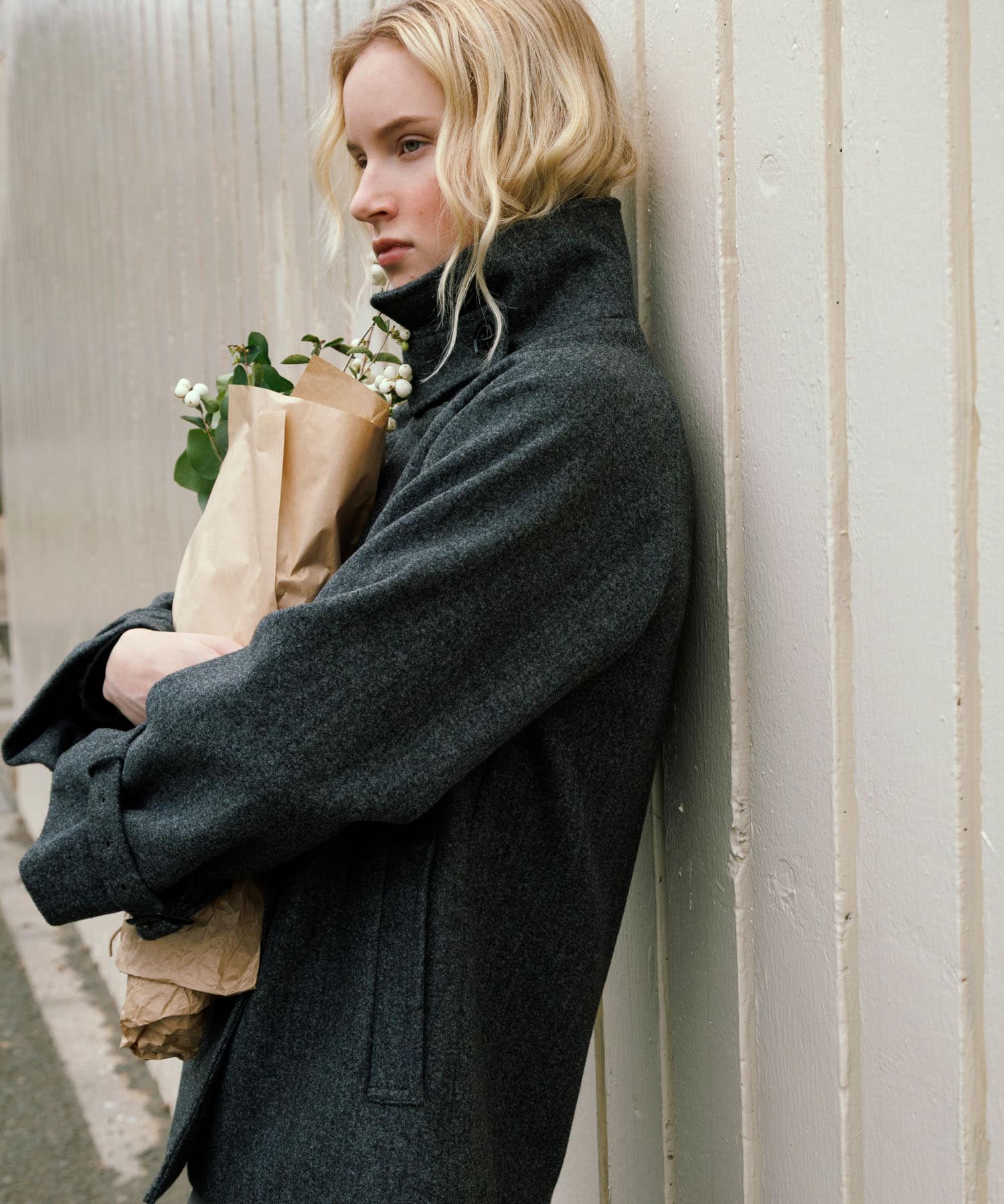 メルトンジャージースタンドカラーコート