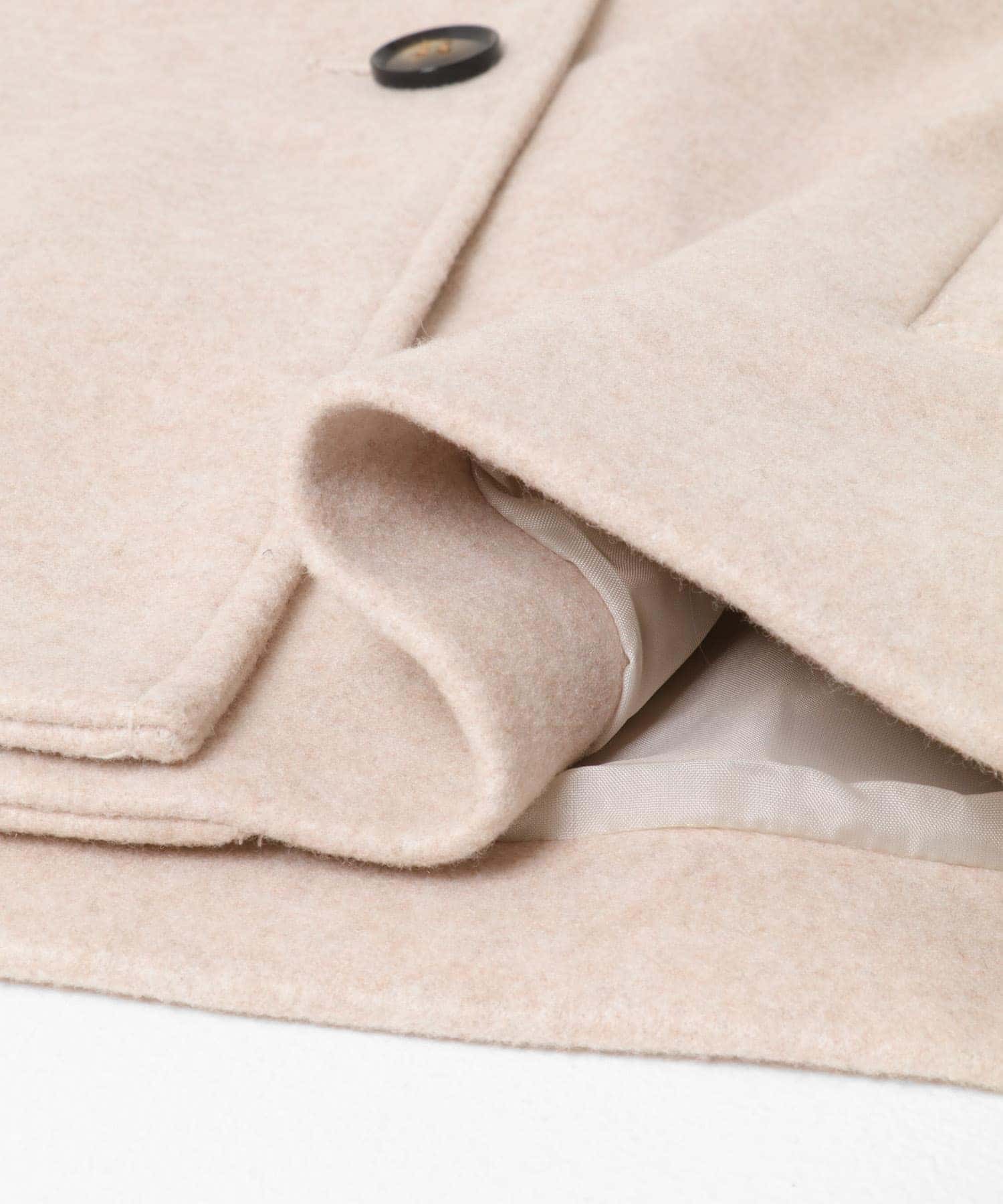 メルトンジャージースタンドカラーコート ベージュ FREE