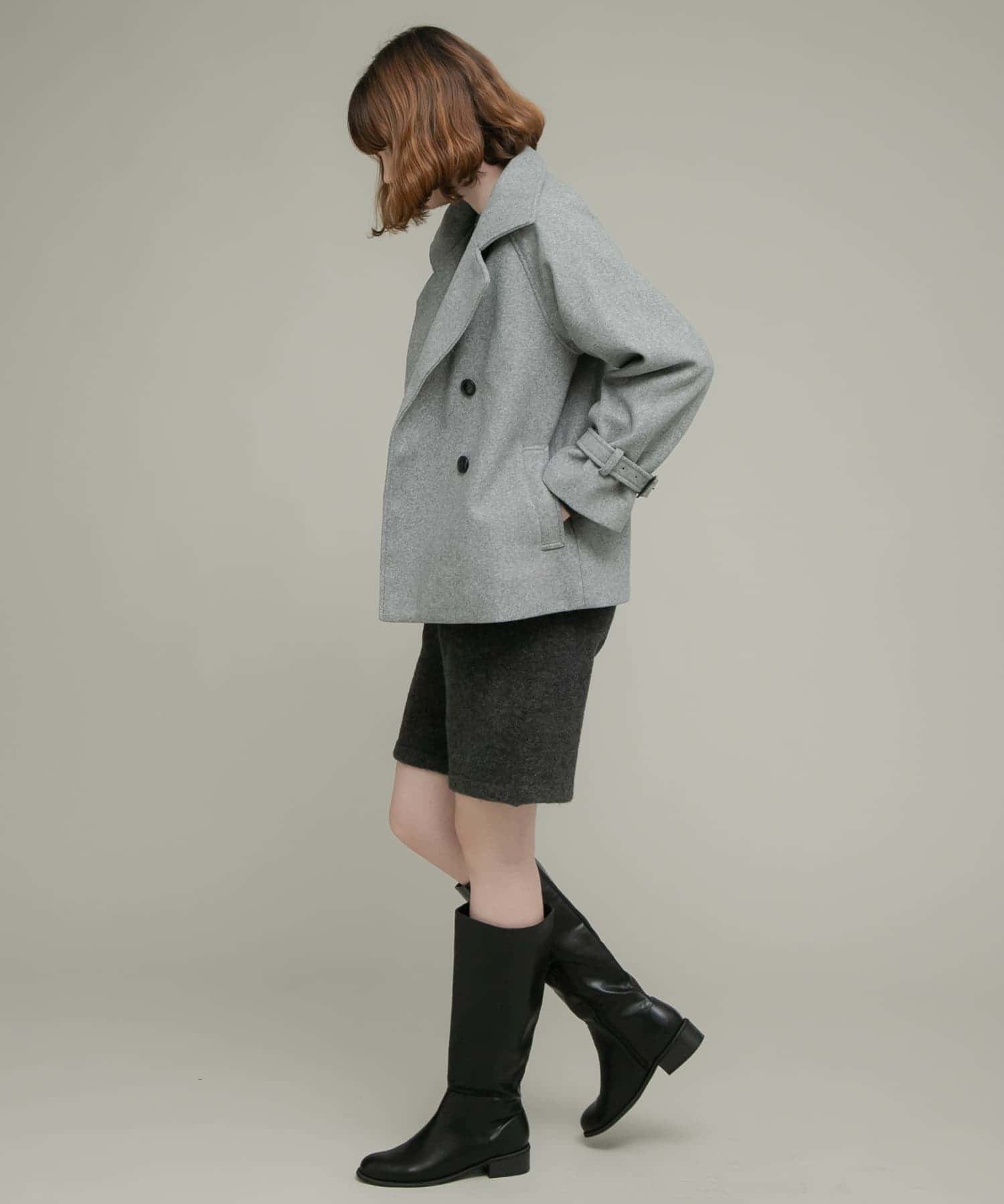 メルトンジャージースタンドカラーコート(FREE チャコール