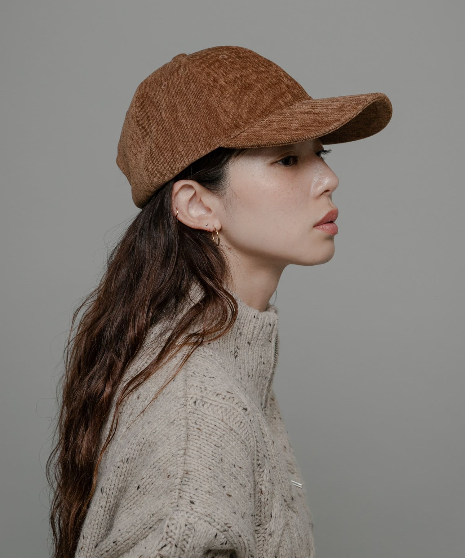 ベロアタッチバックロゴCAP キャメル one