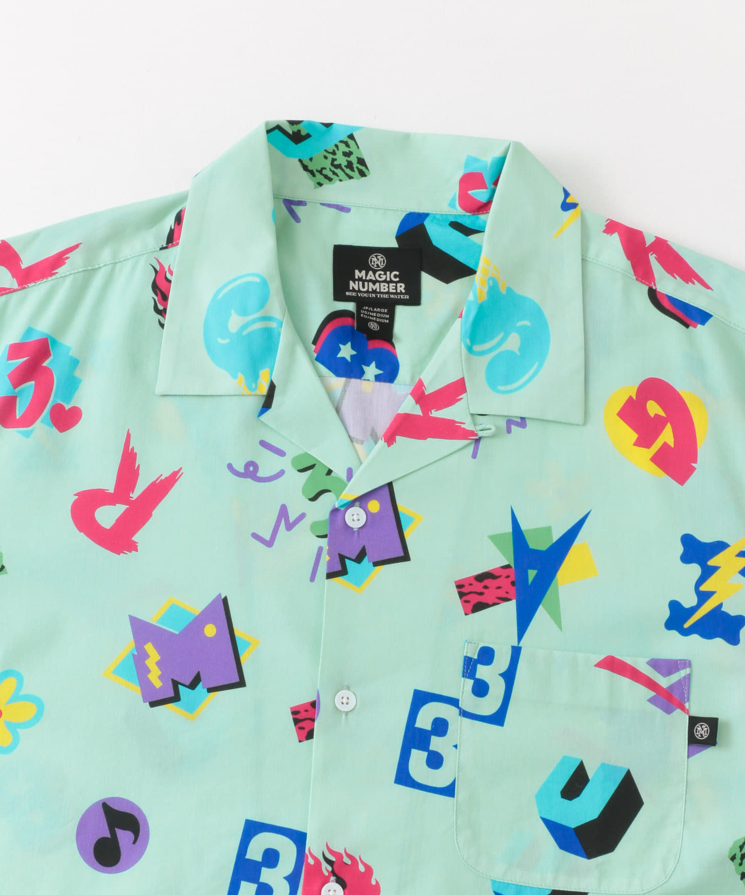 MAGIC NUMBER　OPEN COLLAR SHORT-SLEEVE SHIRTS MINT M