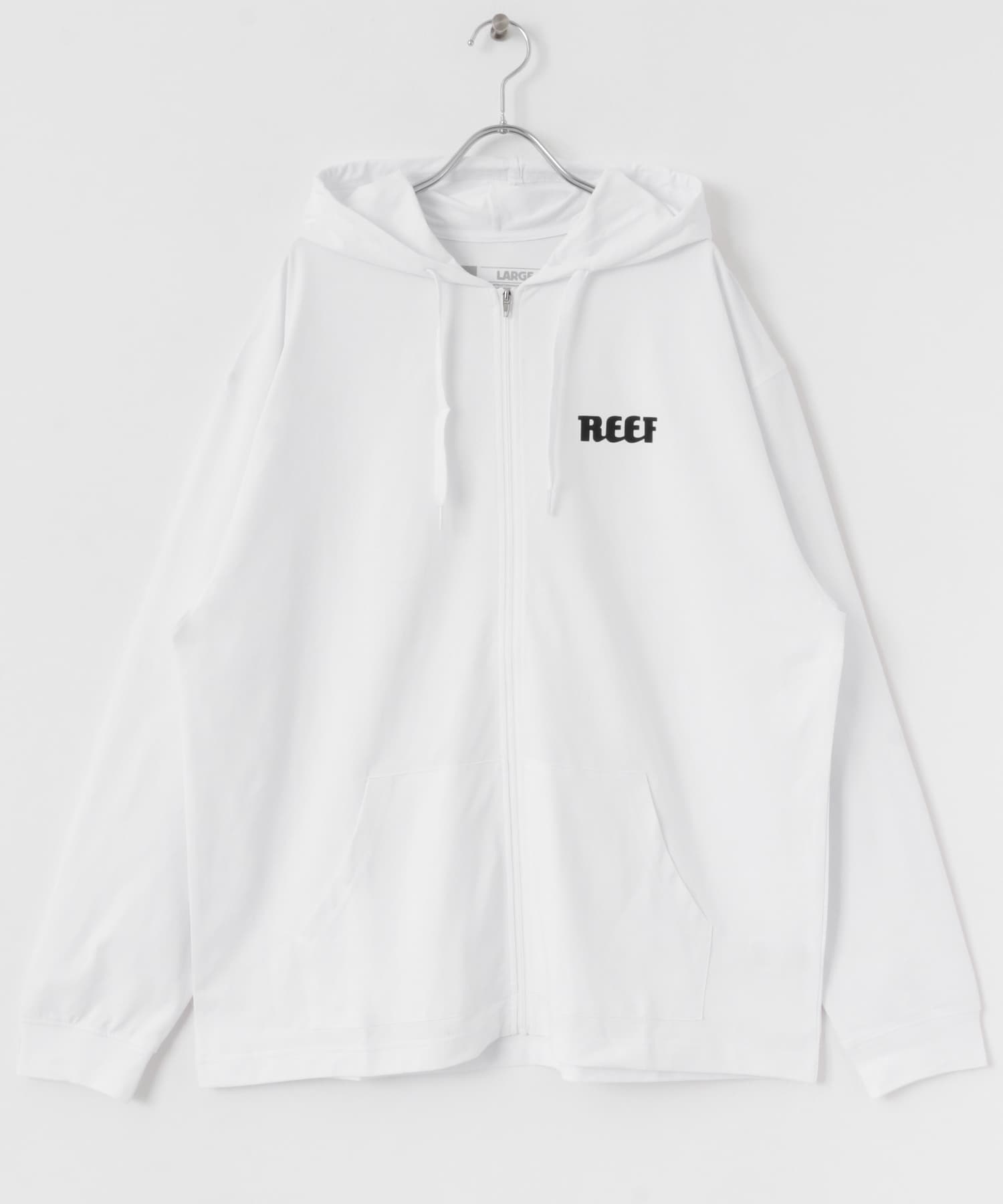 『吸収速乾/UVカット機能』REEF　ヘリテイジロゴラッシュフロントジップ WHITE M
