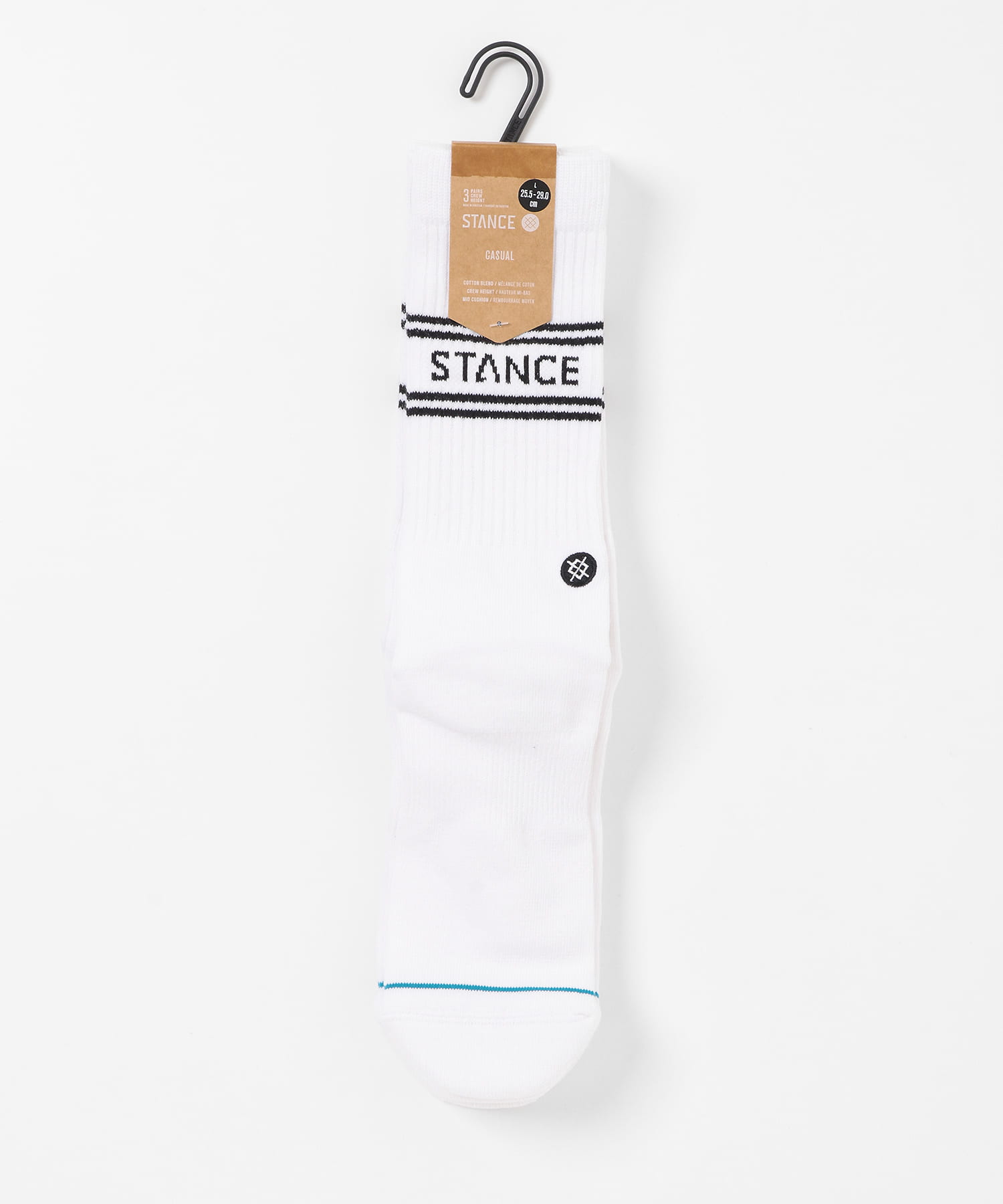 STANCE SOCKS　BASIC 3 PACK CREW ++ WHITE L