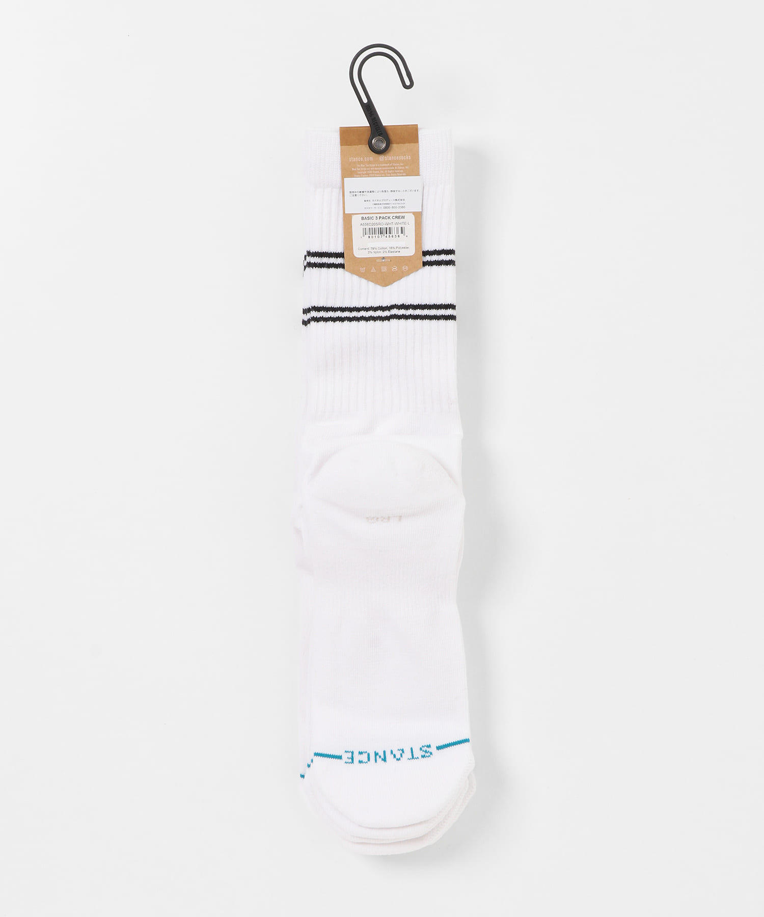 STANCE SOCKS　BASIC 3 PACK CREW ++ WHITE L
