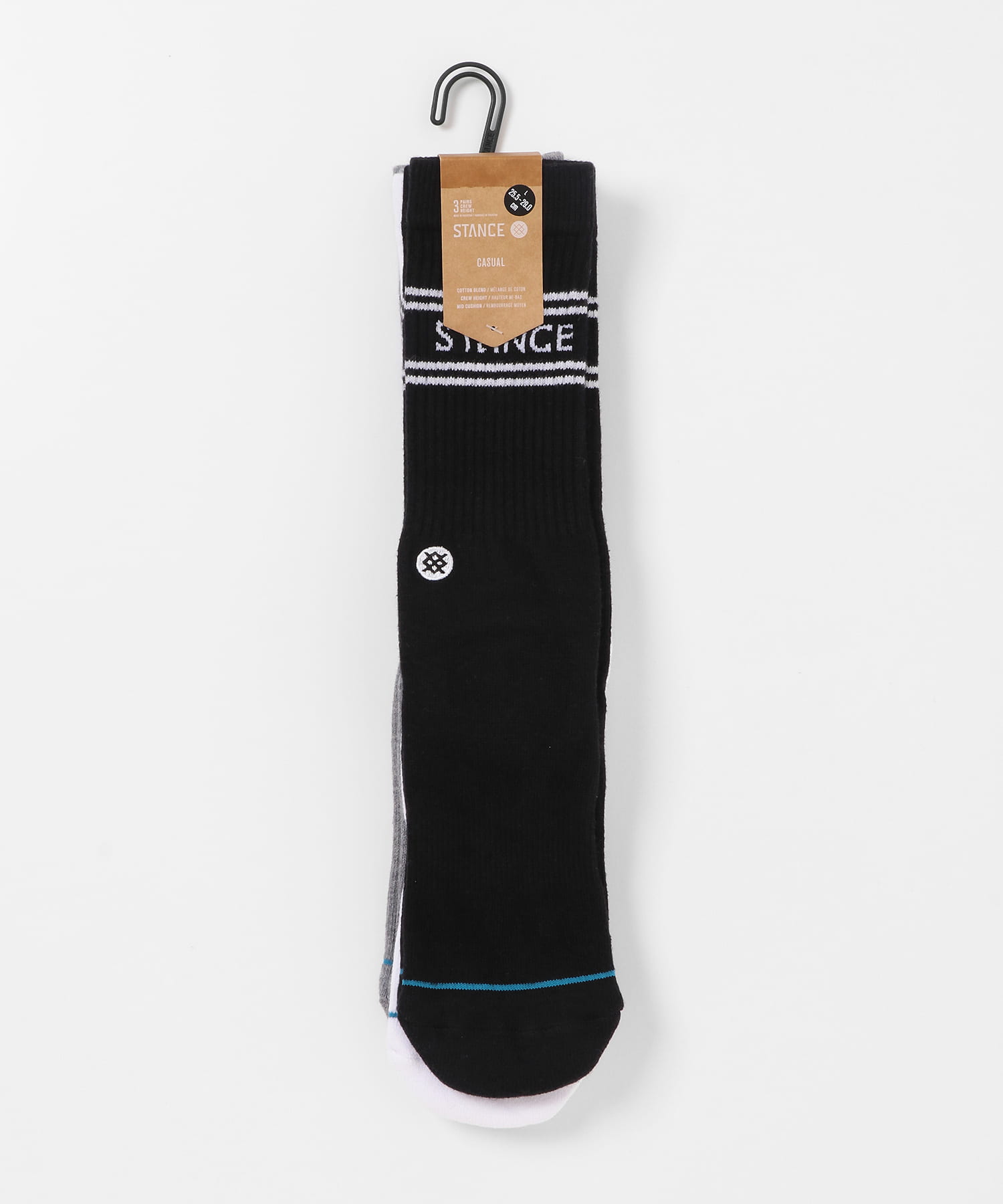 STANCE SOCKS　BASIC 3 PACK CREW ++ MULTI L