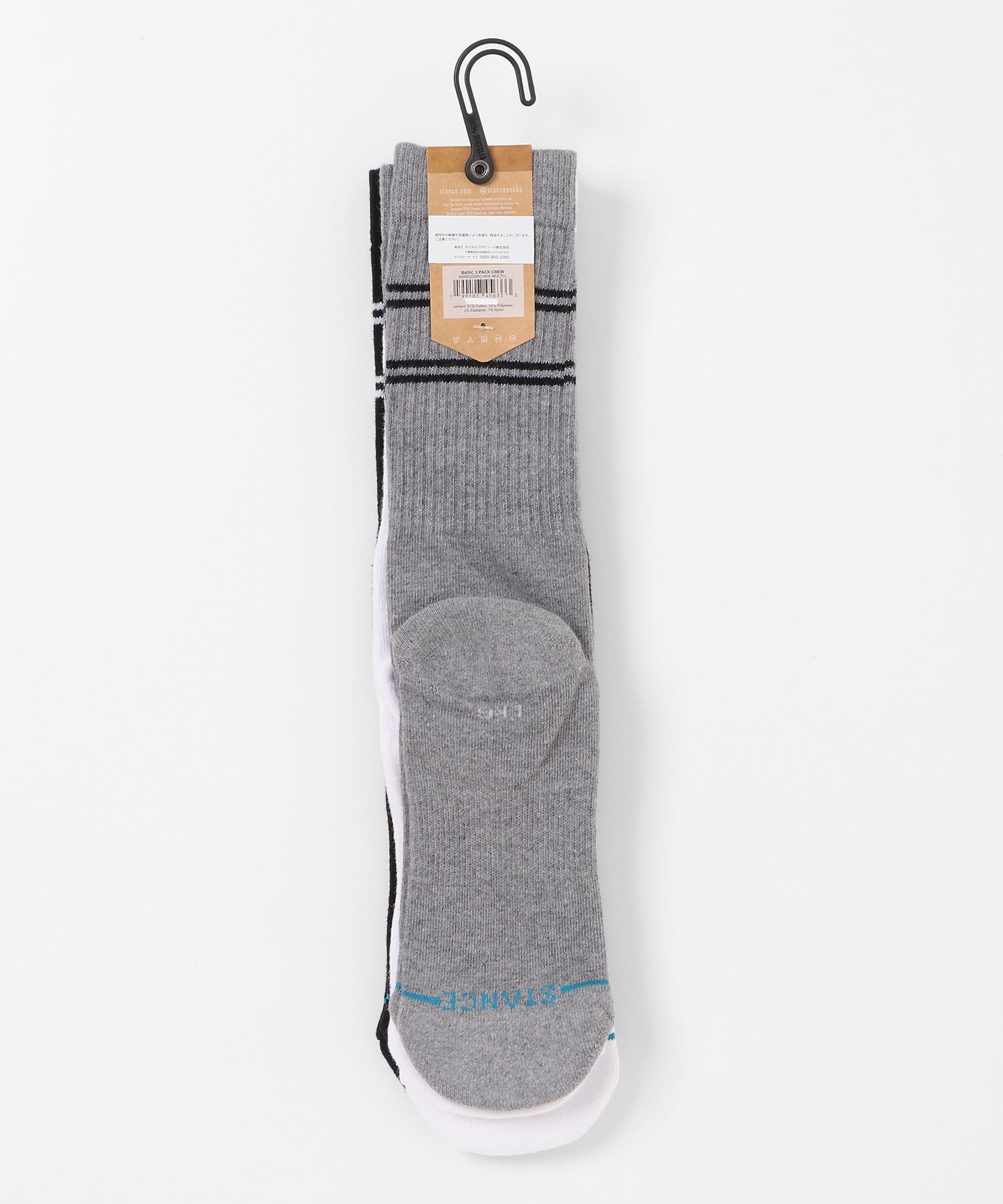 STANCE SOCKS　BASIC 3 PACK CREW ++ MULTI L
