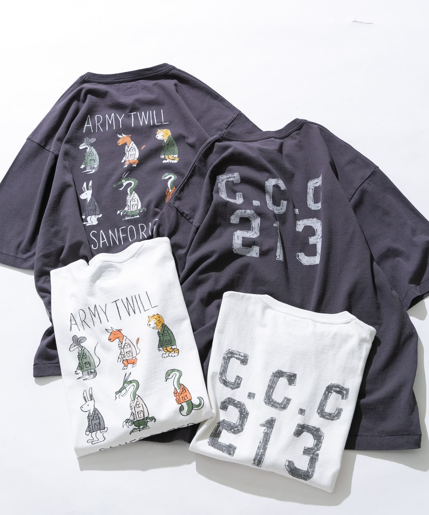 『別注』ARMY TWILL×Sonny Label　Print T-shirts B.CHARCOAL M