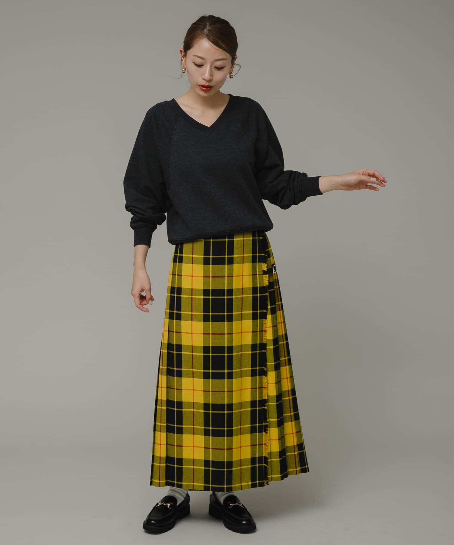 GLEN FYNE⭐️チェック柄プリーツスカート Glen Fyne グレンファイン ラップスカート チェック プリーツ