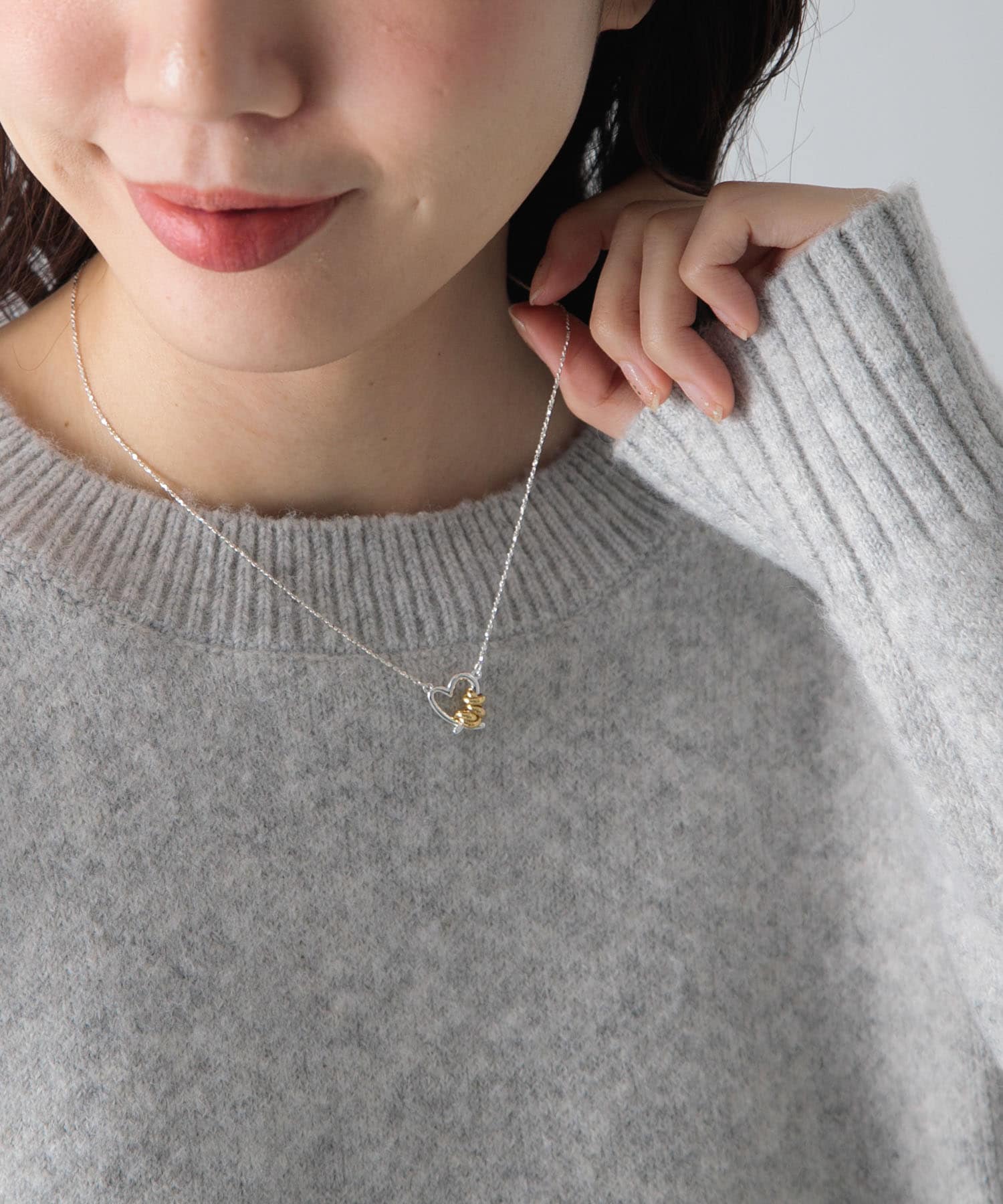 Lapuis　Line Coil Heart Necklace B
