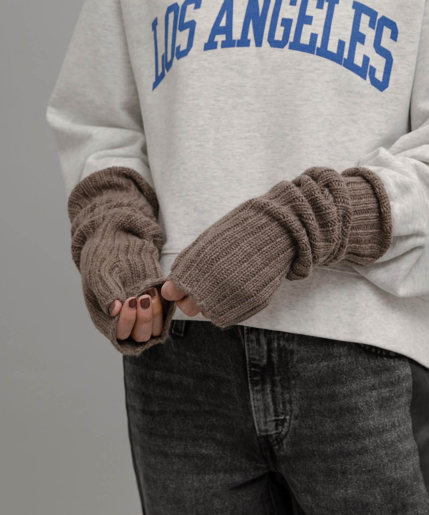 William Brunton Hand Knits　リブアームウォーマー L BROWN FREE