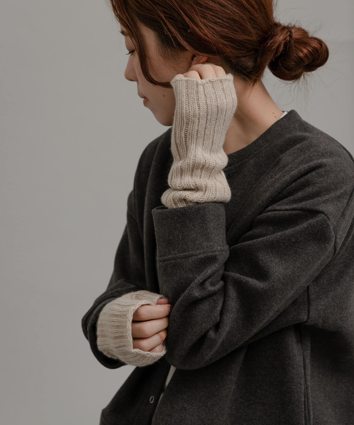 William Brunton Hand Knits　リブアームウォーマー OATMEAL FREE