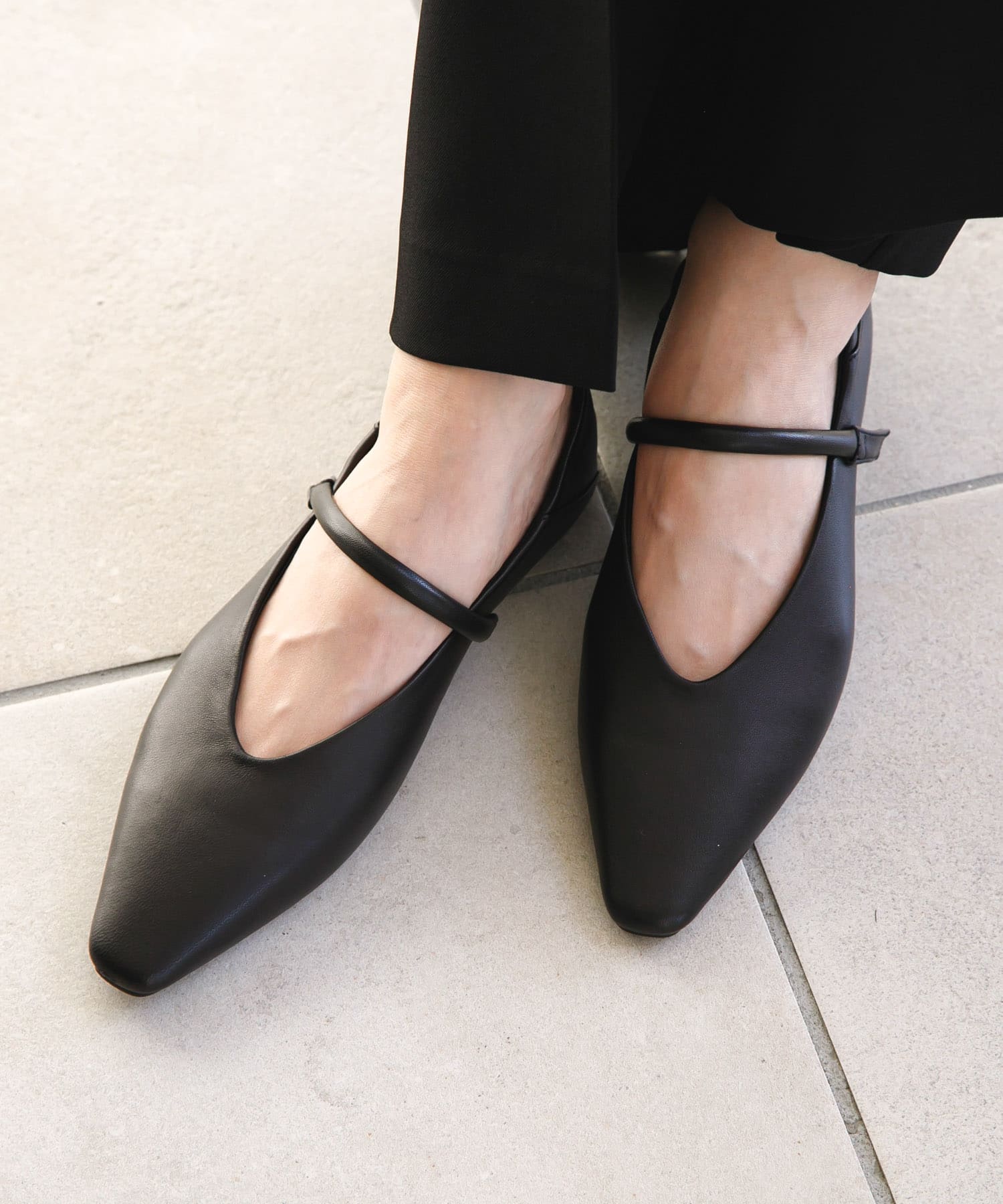REMME　ストラップフラットシューズ BLACK 37