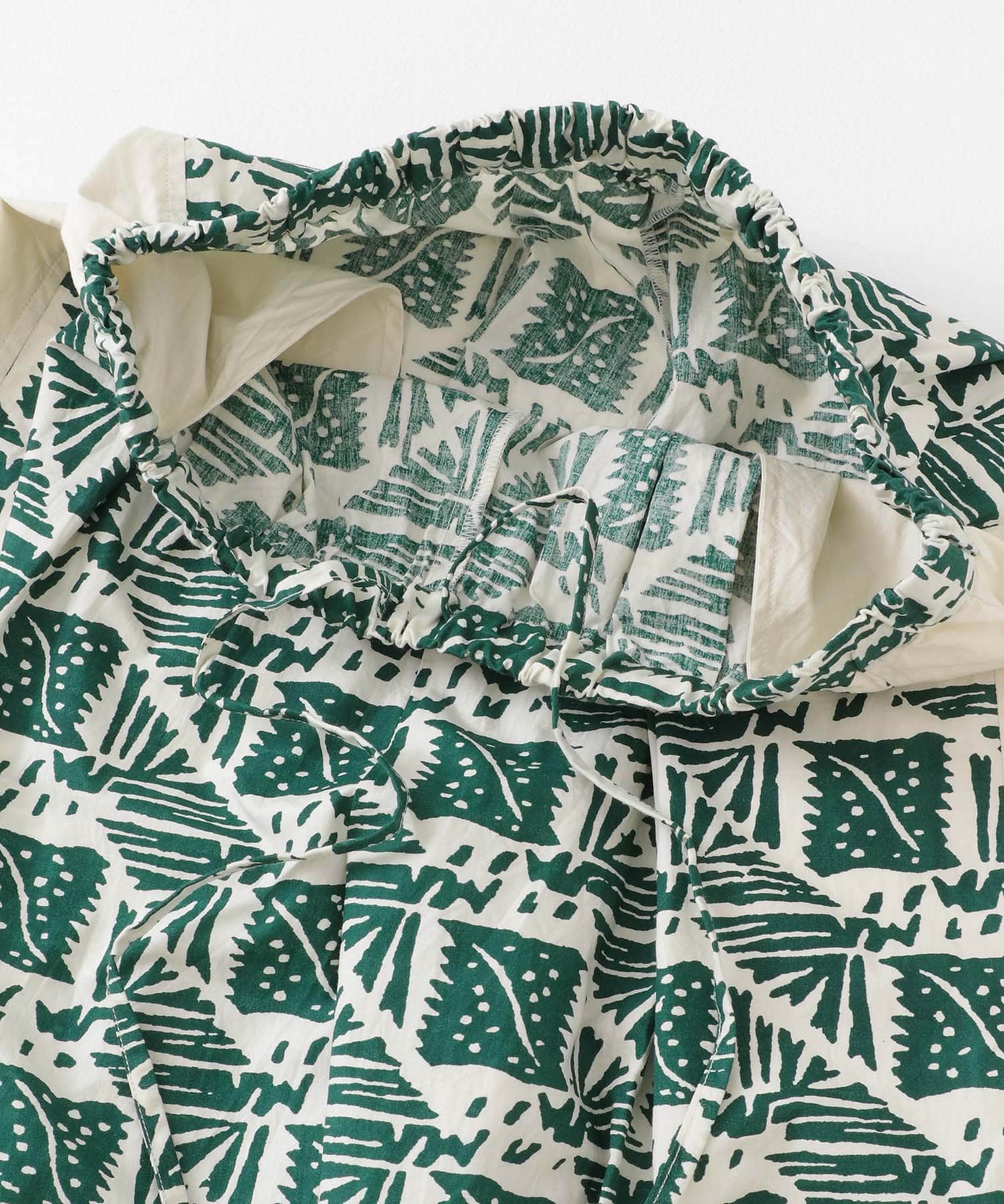 sara mallika　コットンポプリンプリントパンツ GREEN S