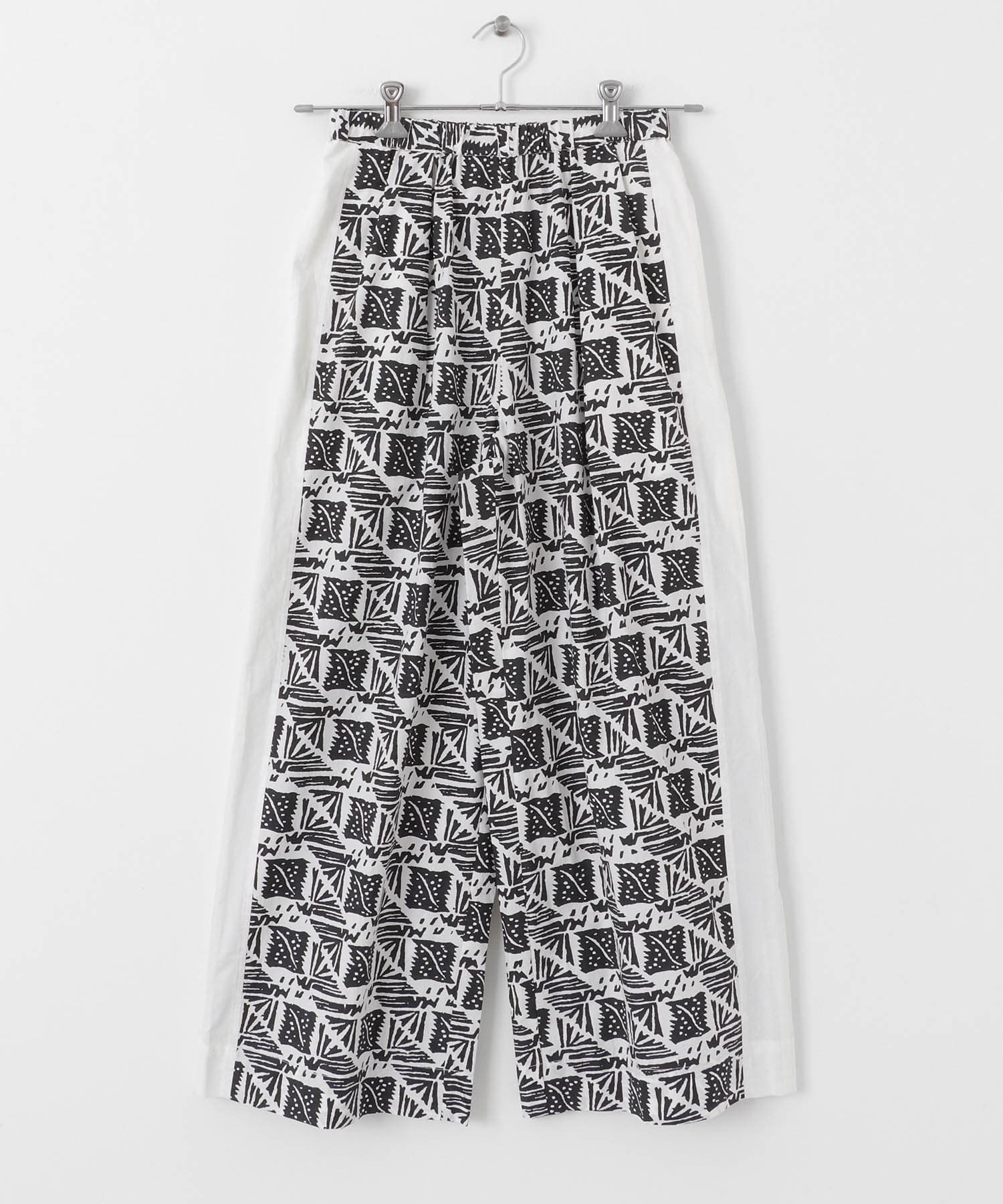 sara mallika　コットンポプリンプリントパンツ BLACK S