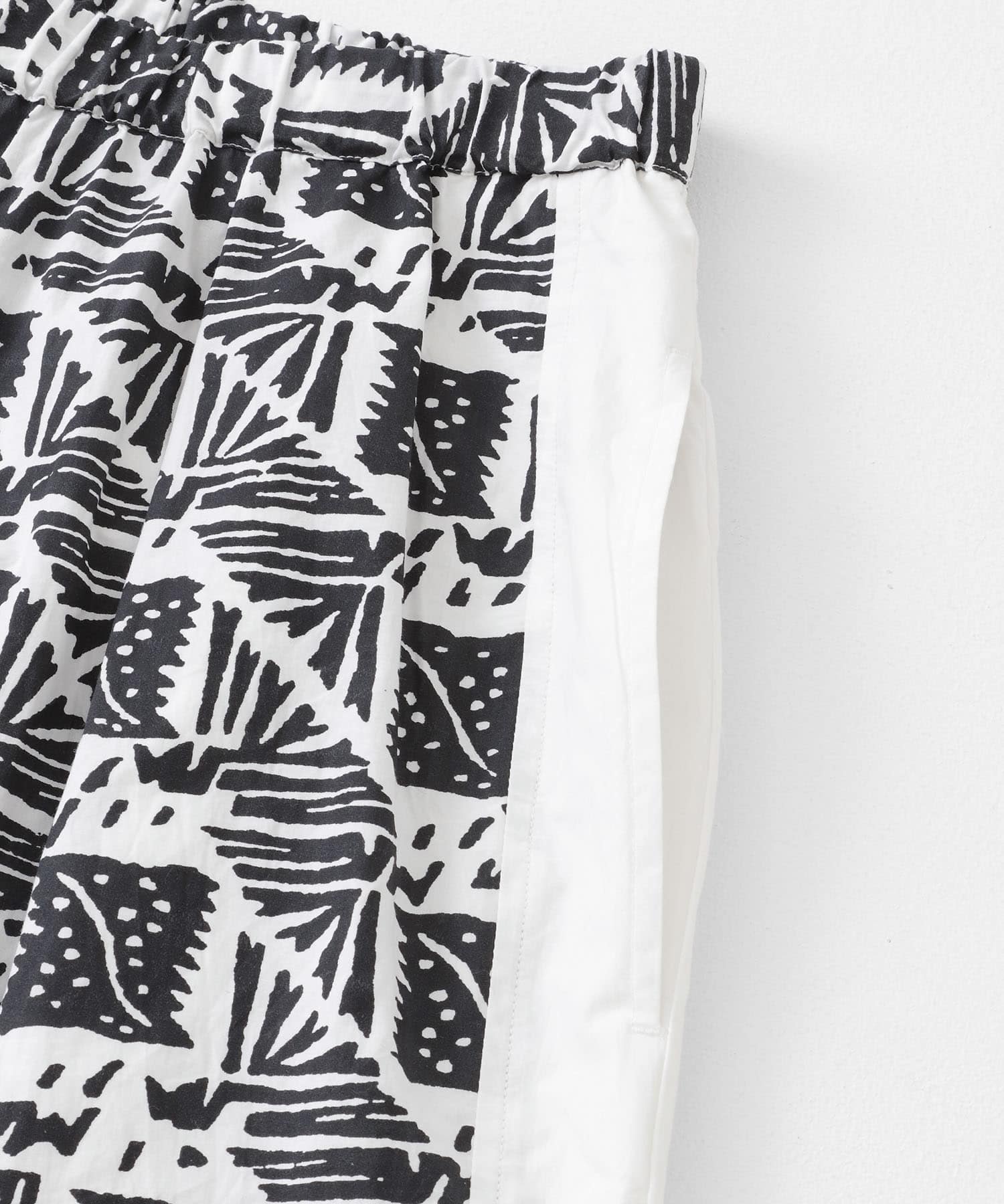 sara mallika　コットンポプリンプリントパンツ BLACK S