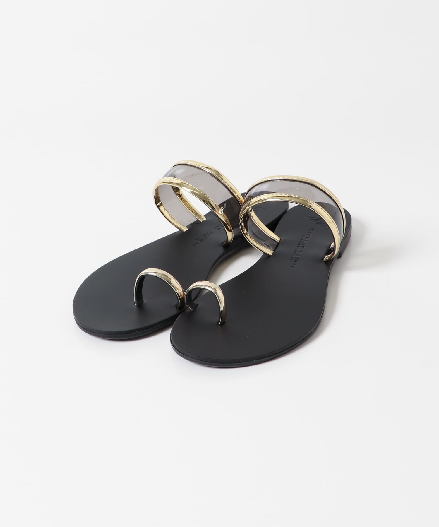 NICOLAS LAINAS　サムリングクリアサンダル GOLDDARK 37