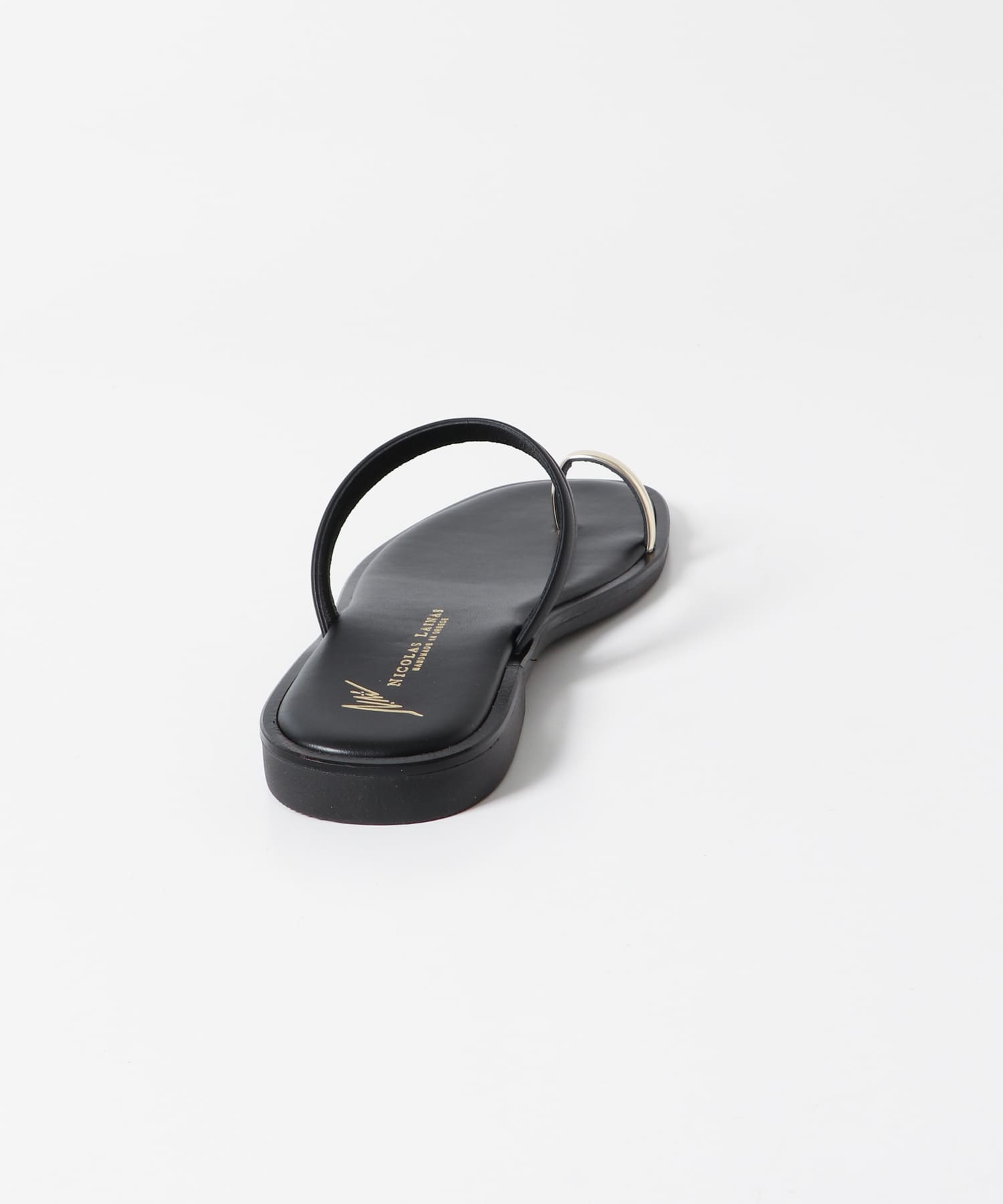 NICOLAS LAINAS　メタルサムリングダブルストラップサンダル GOLD BLACK 36