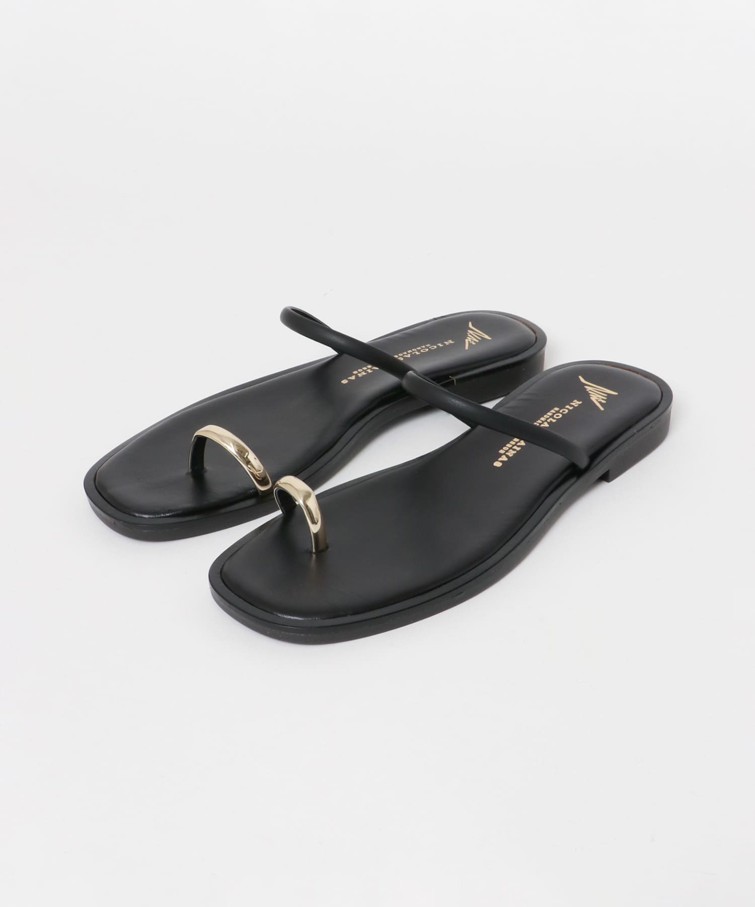 NICOLAS LAINAS　メタルサムリングサンダル GOLD BLACK 36