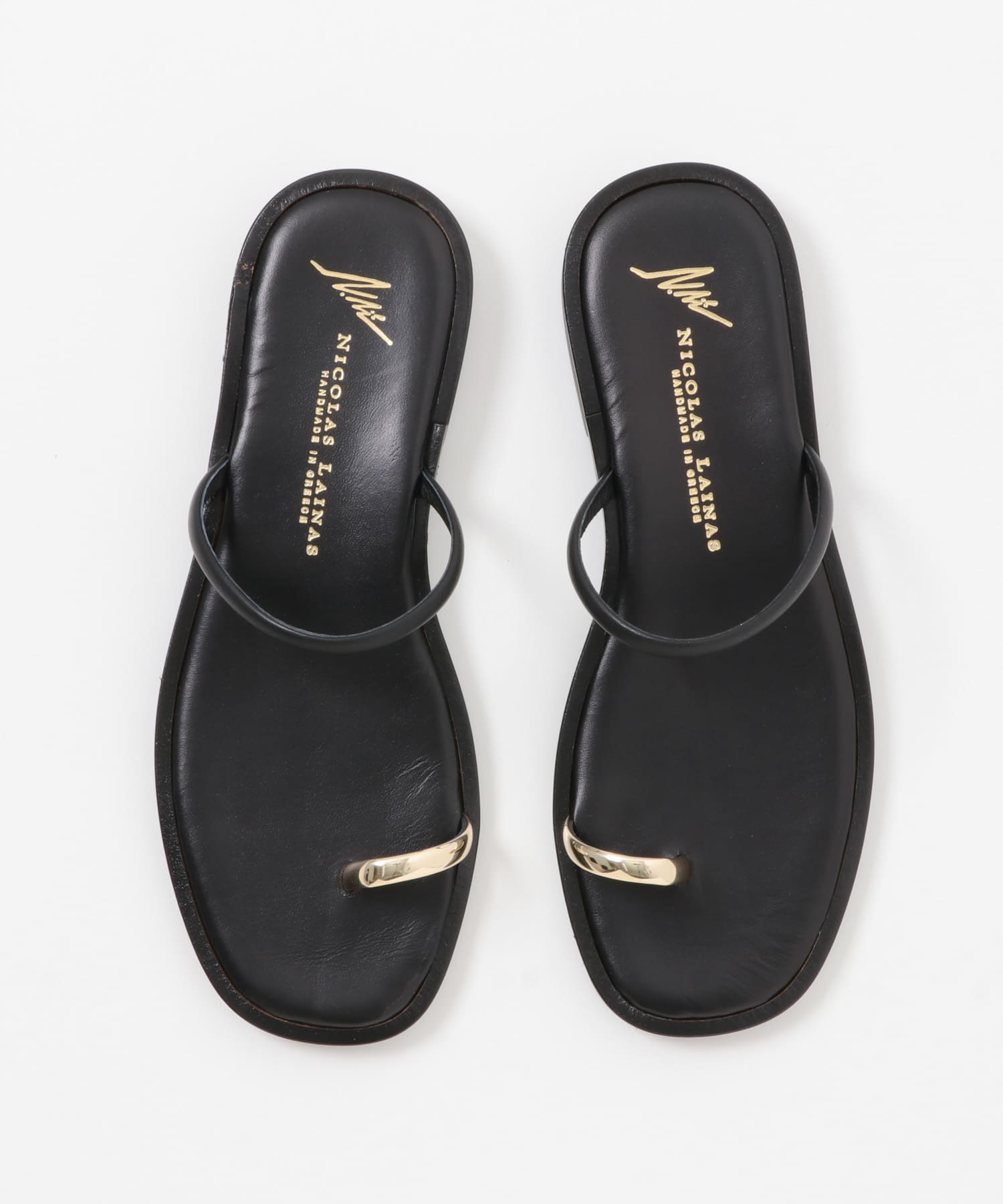 NICOLAS LAINAS　メタルサムリングサンダル GOLD BLACK 36