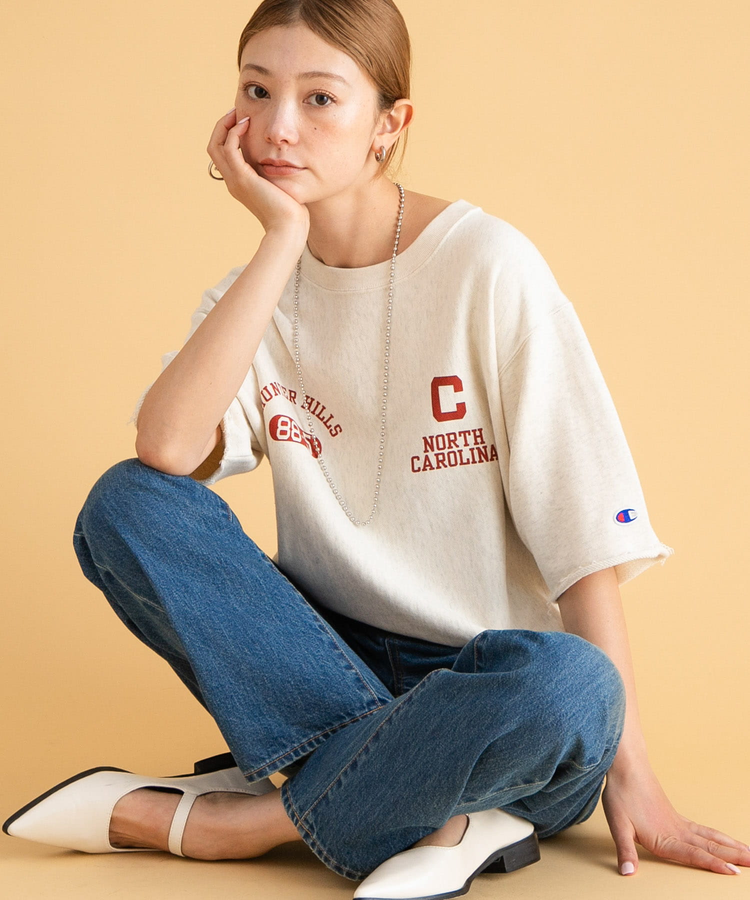 『別注』Champion×Sonny Label リバースウィーブロゴスウェットTシャツ