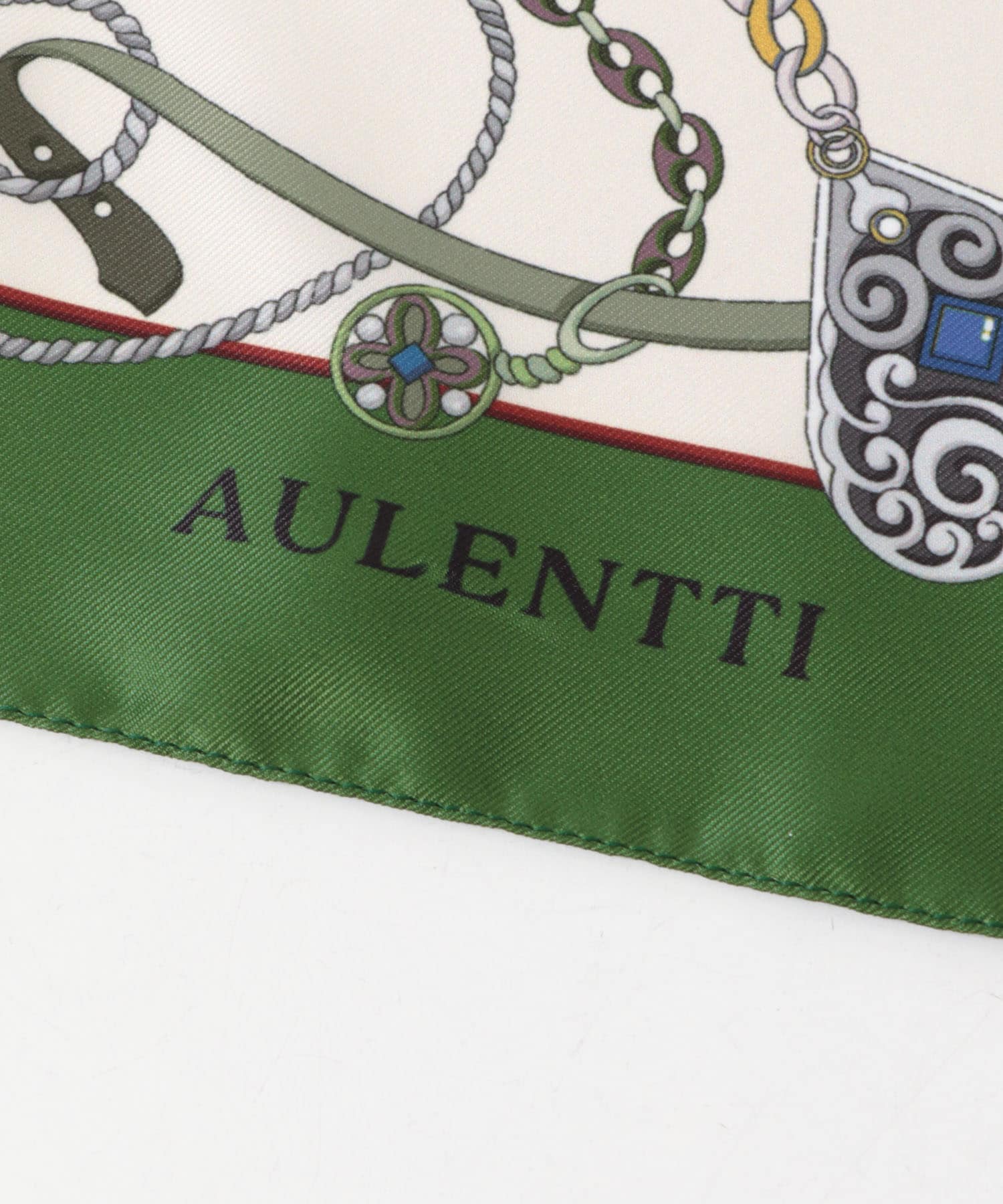 AULENTTI　大判ヴィンテージチェーン柄スカーフ 1GREEN one