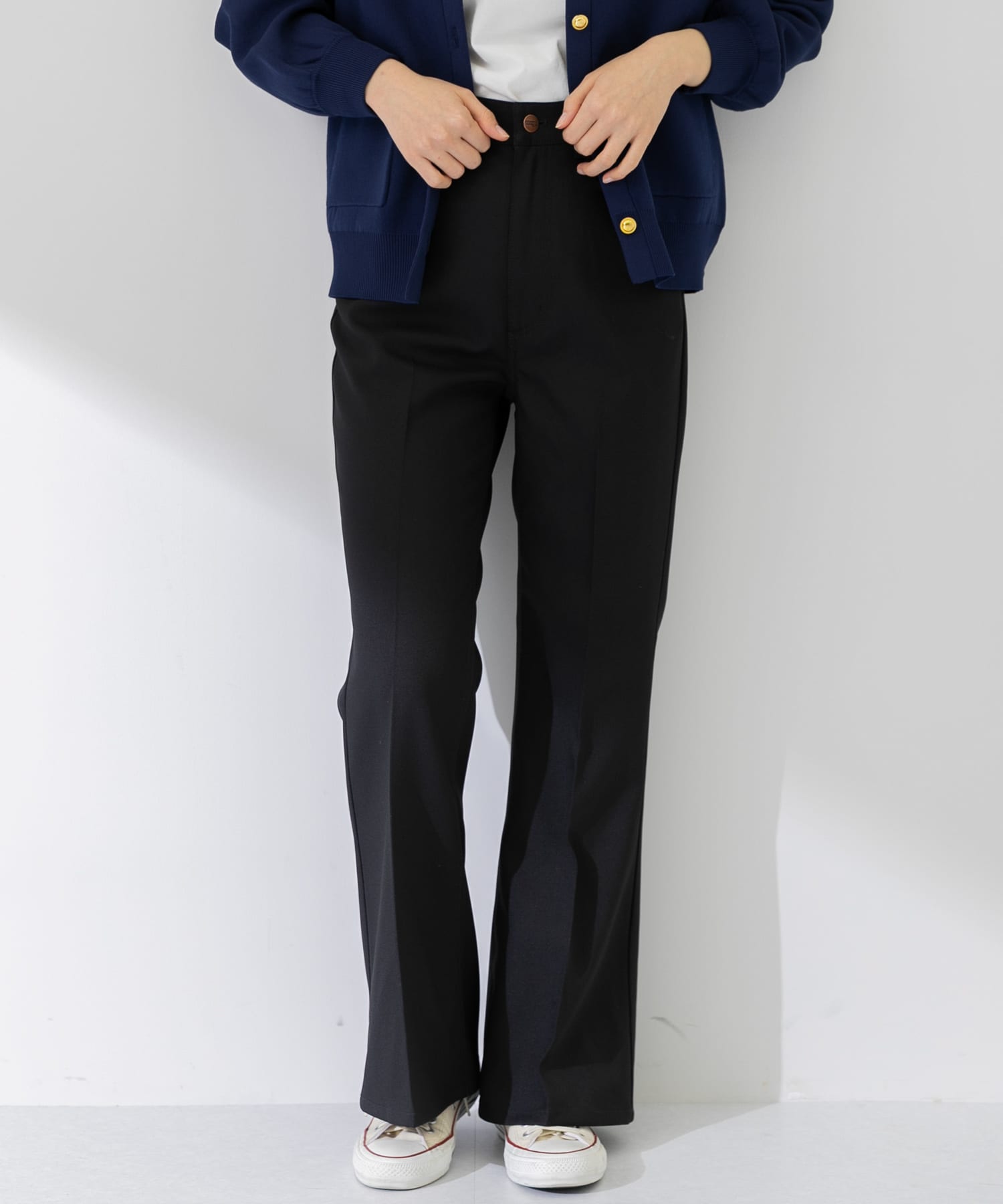 美品ラングラー×アーバンリサーチ/別注タックワイドランチャーパンツ　フレア黒 Lee スラックス Wrangler/ラングラー WRANCHER/ランチャー