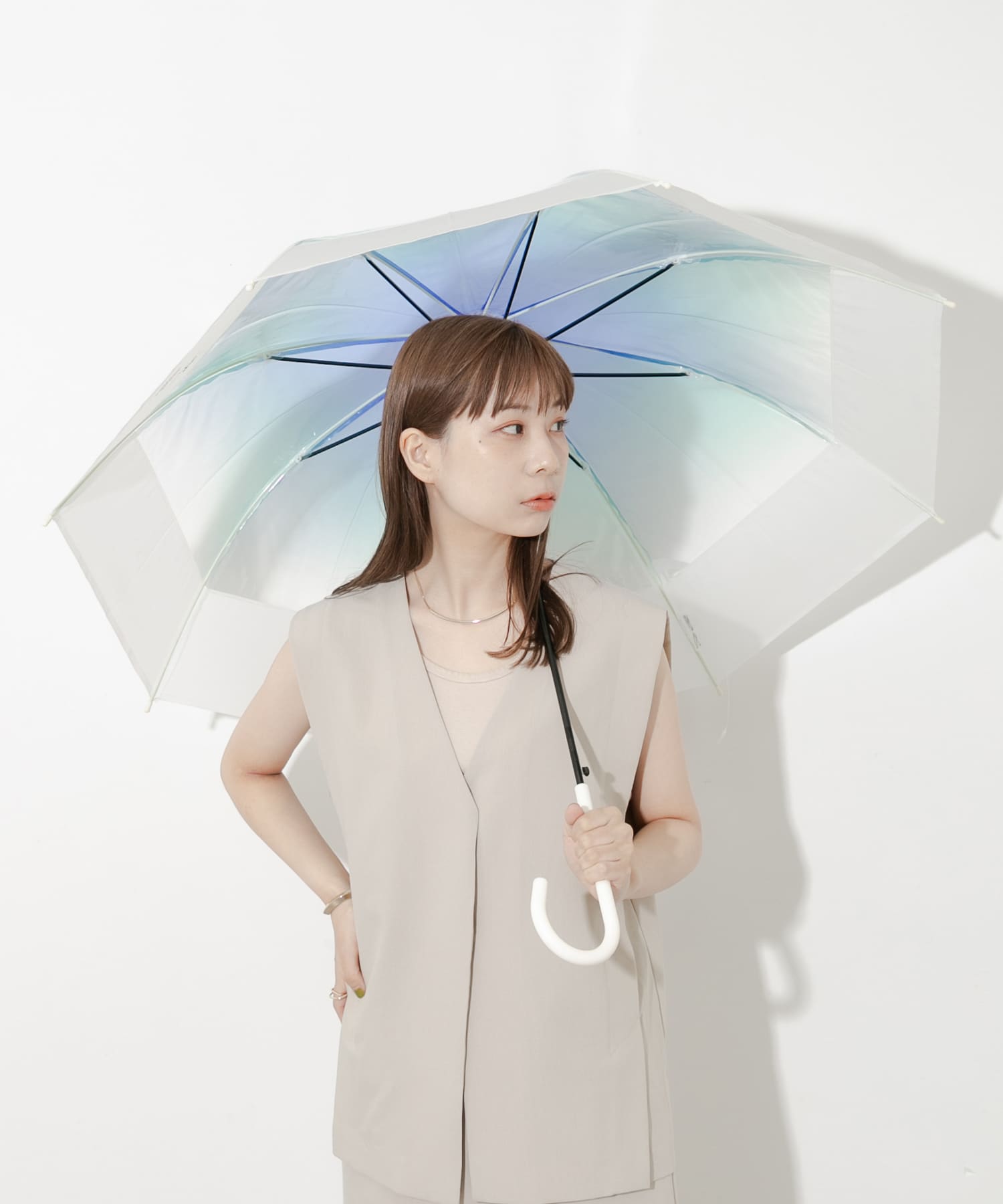 Wpc.　切り継ぎグラデーションアンブレラ BLU FREE