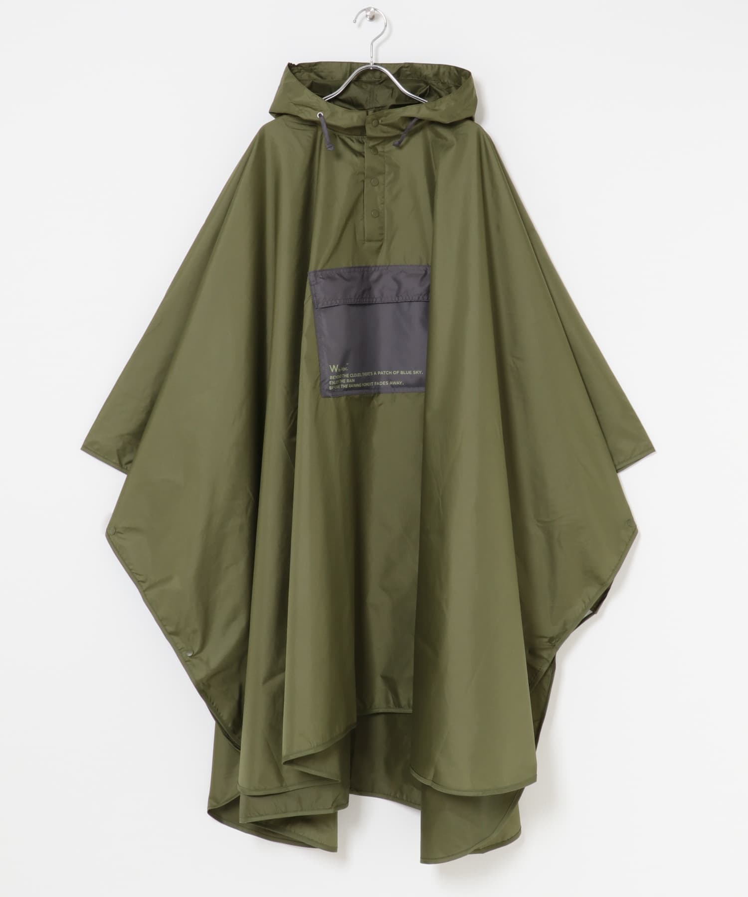 Wpc.　ユニセックス バイカラーパッカブルポンチョ KHK one
