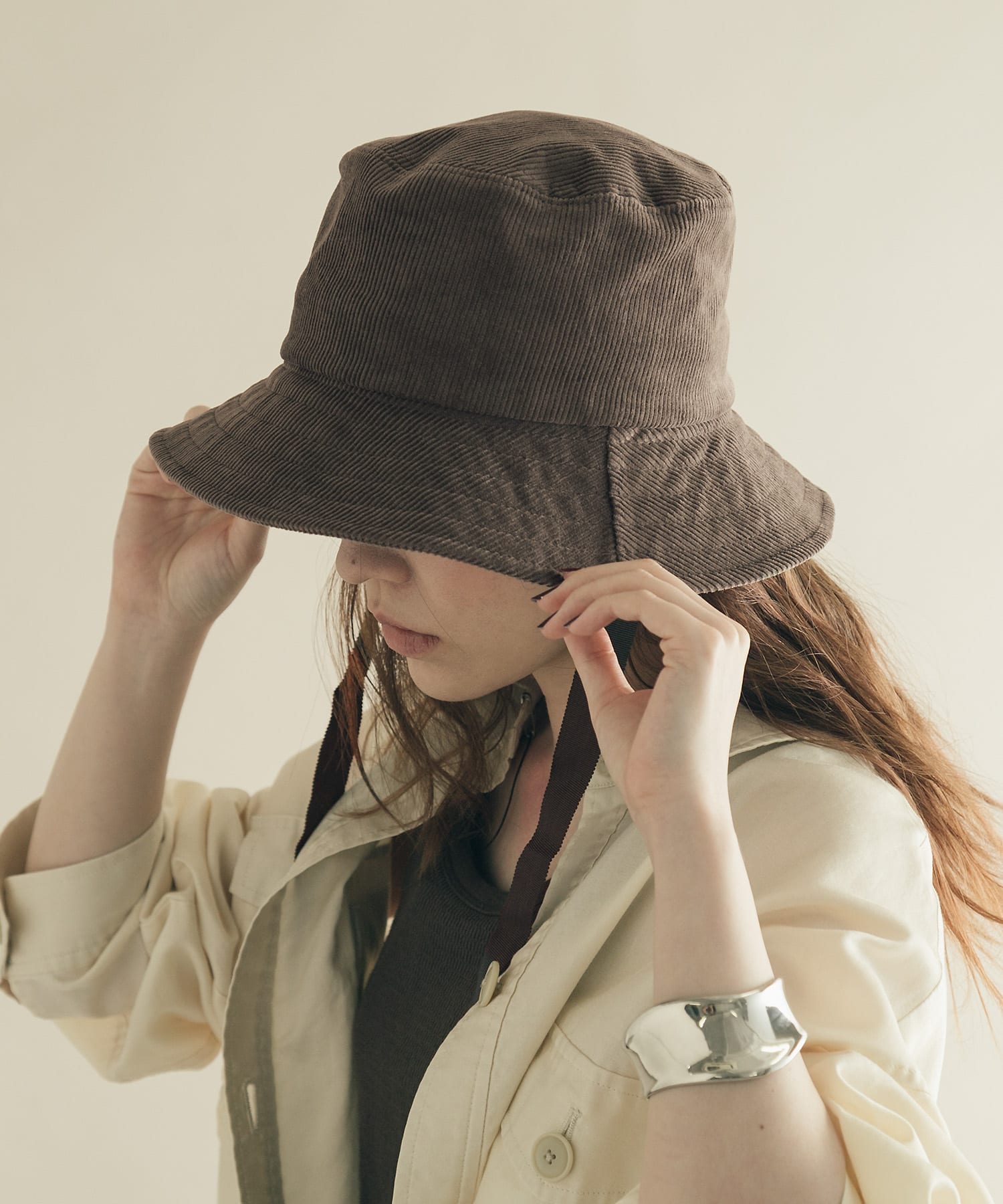 2WAYコーデュロイバケットハット BRN -