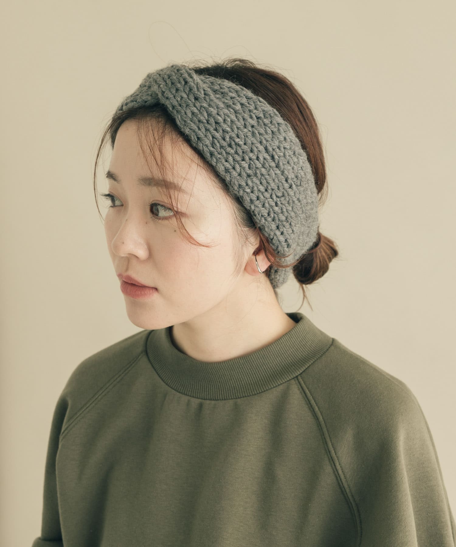 ニットツイストヘアターバン GRY -