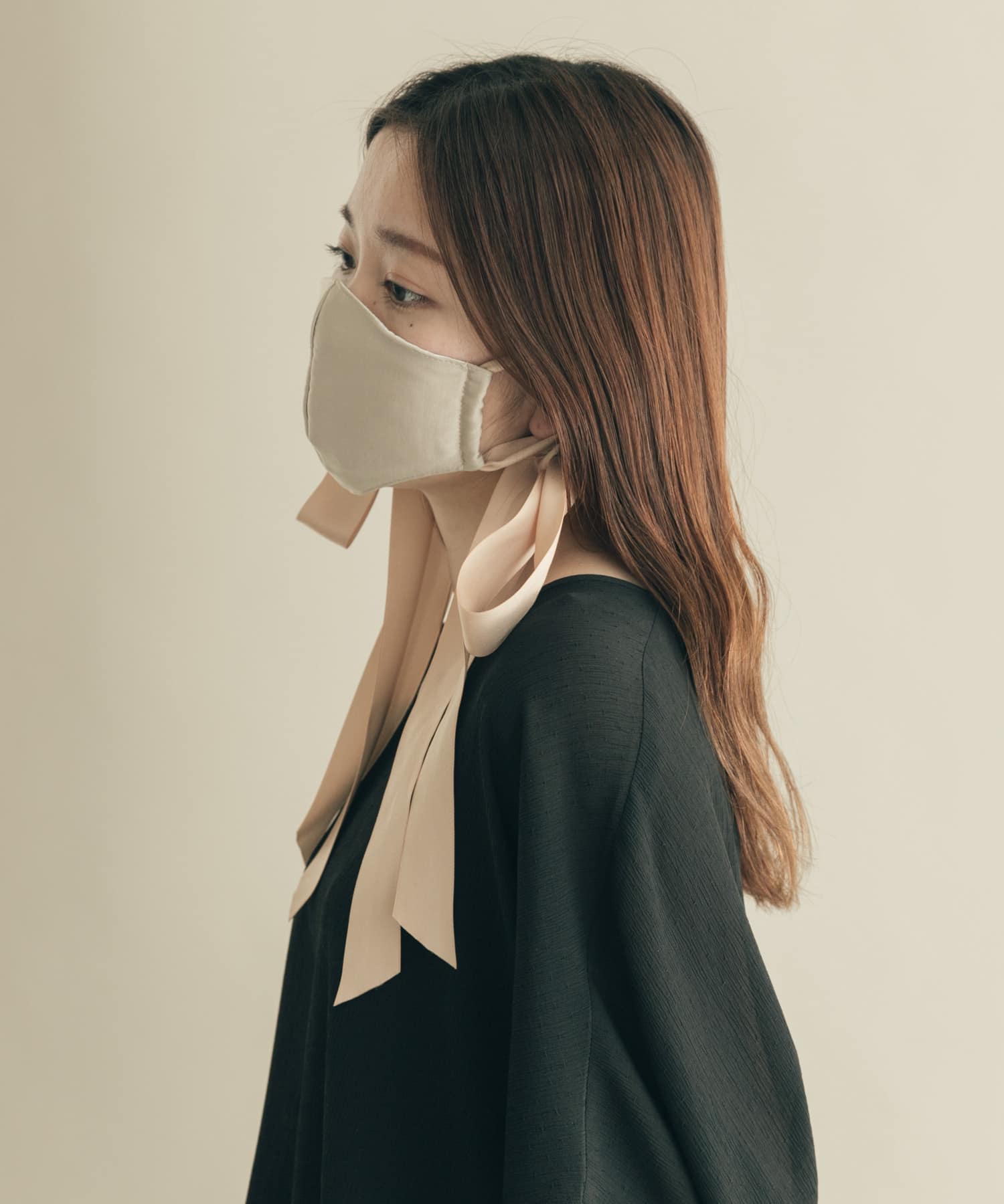 リボンサテンマスク BEG -