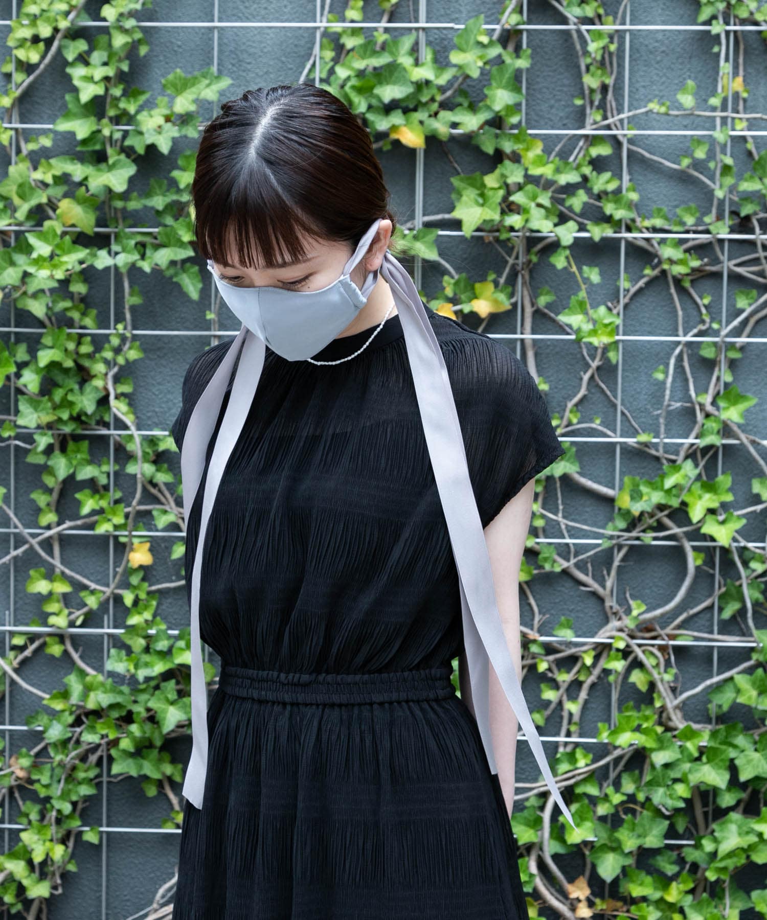 リボンサテンマスク GRY -