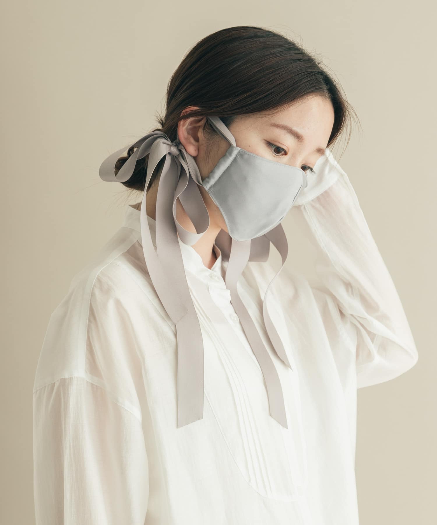 リボンサテンマスク GRY -