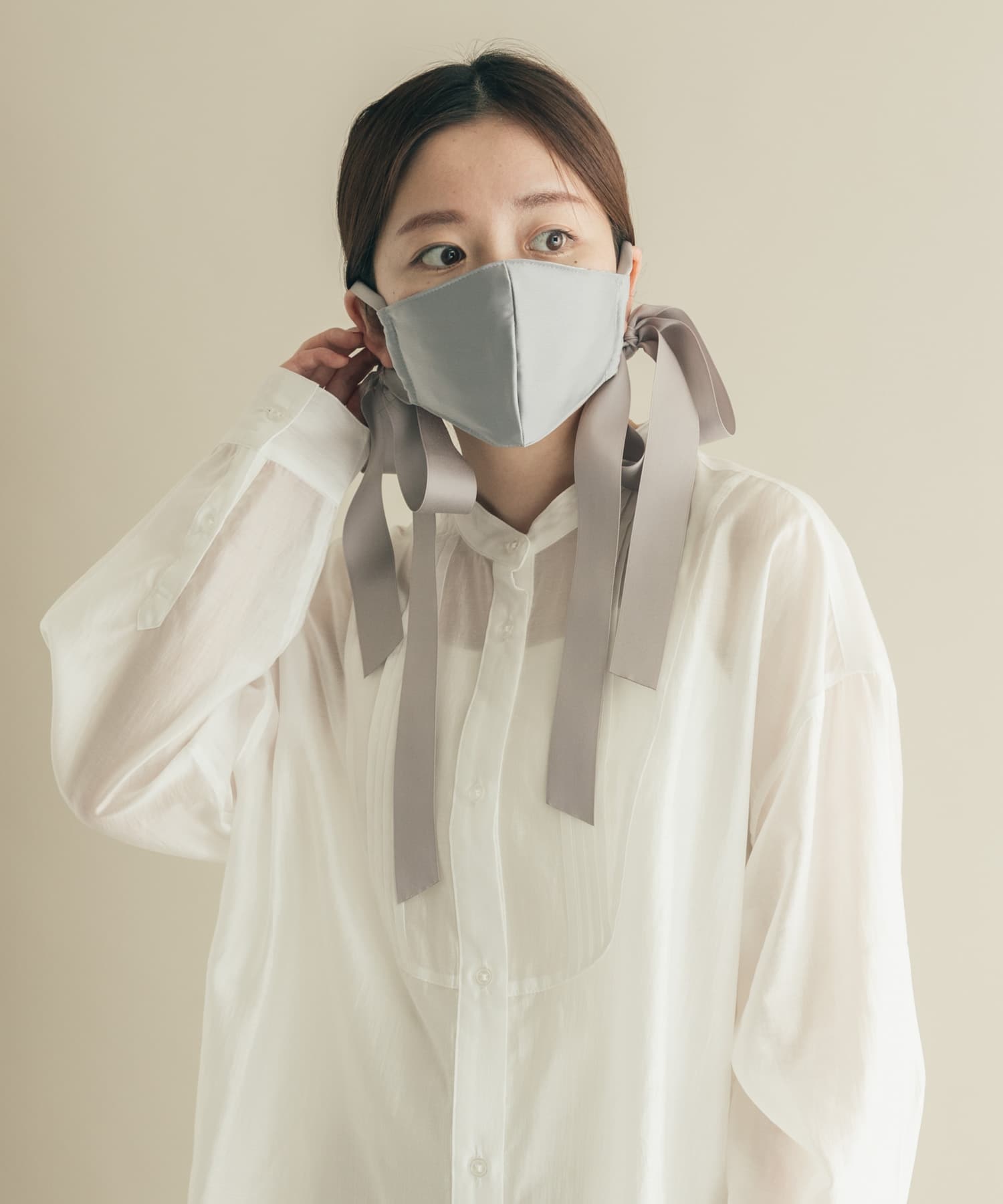 リボンサテンマスク GRY -