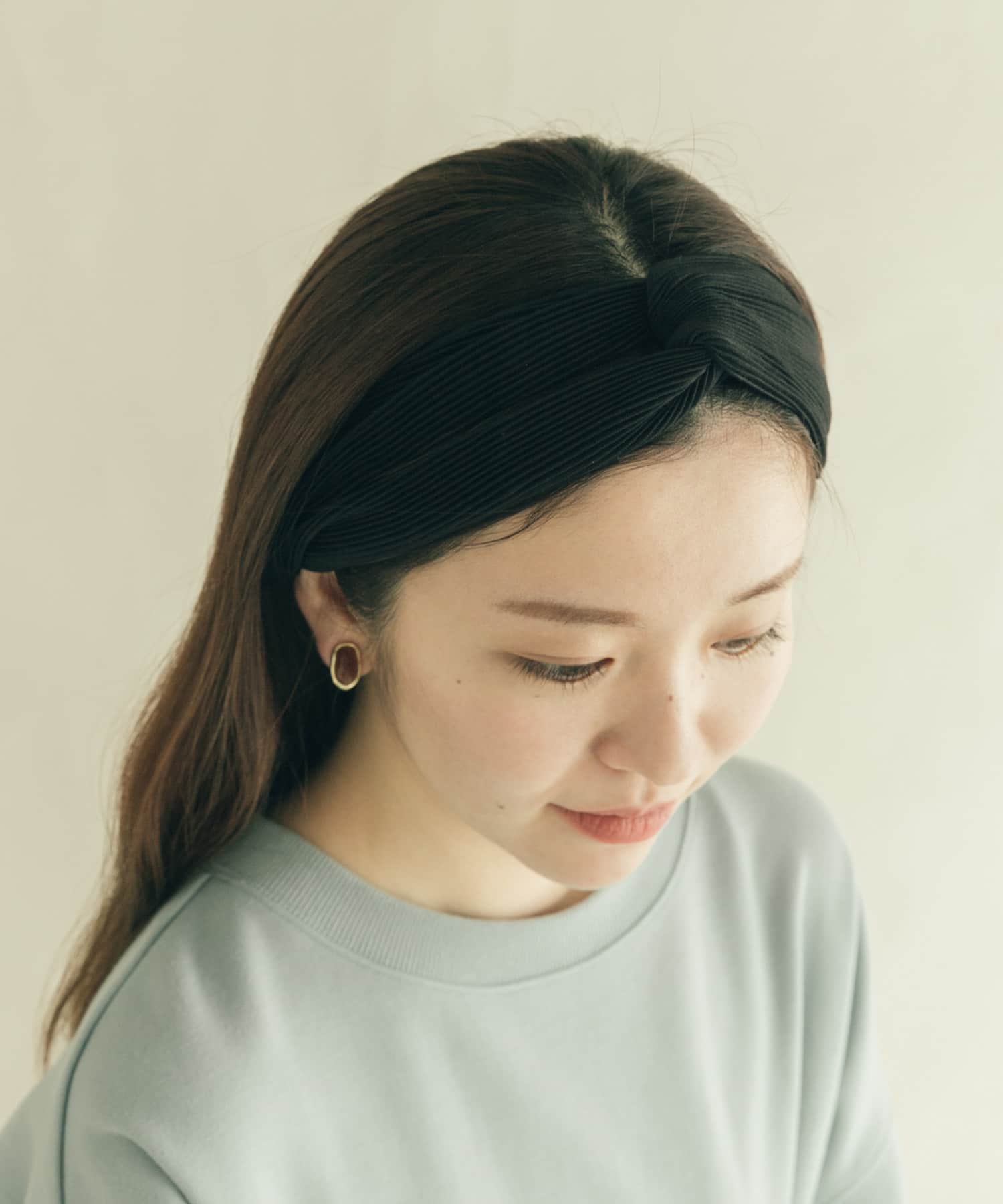 バックワイヤーリブヘアターバン BLK -