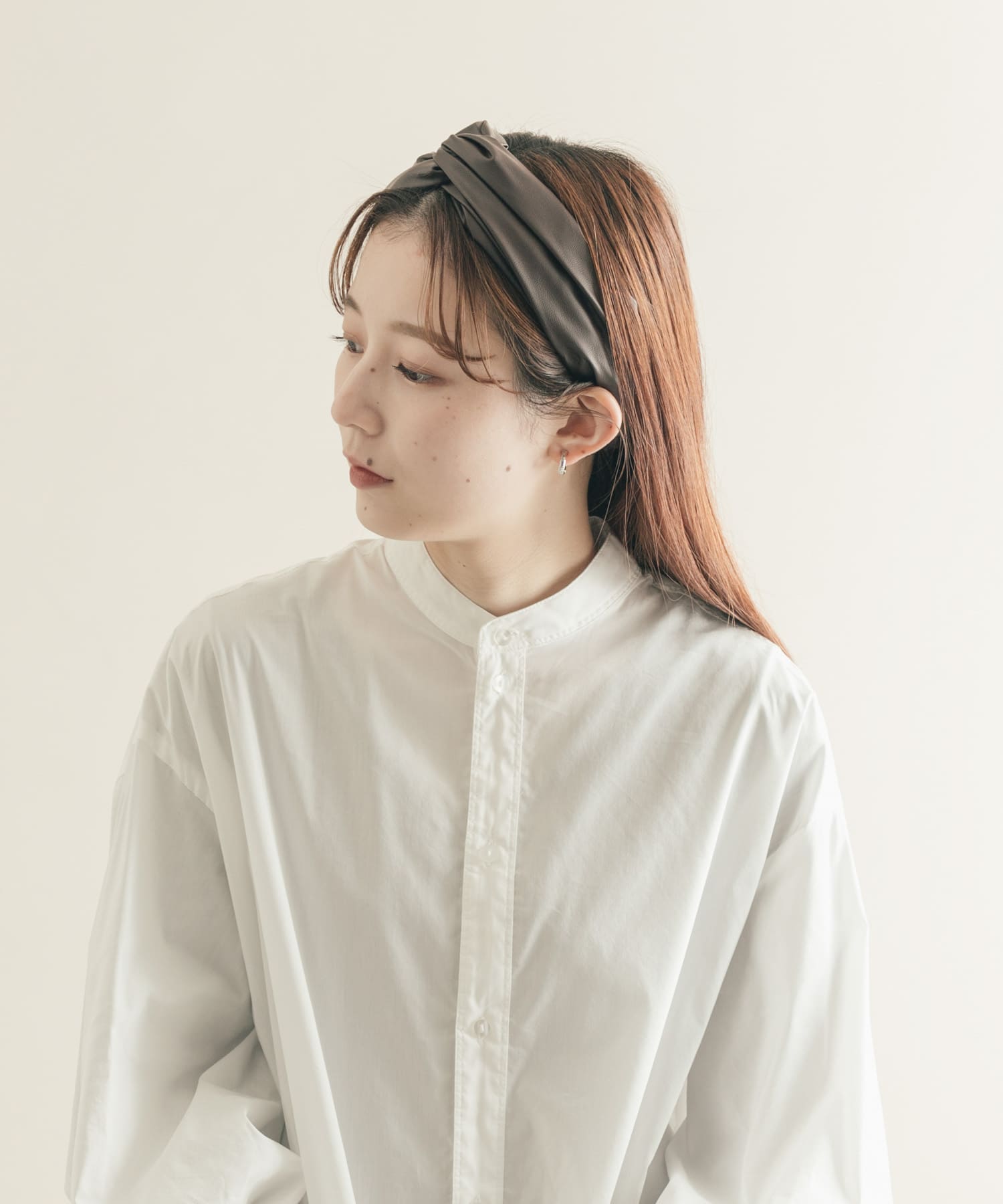 エコレザーワイヤーヘアターバン BRN -
