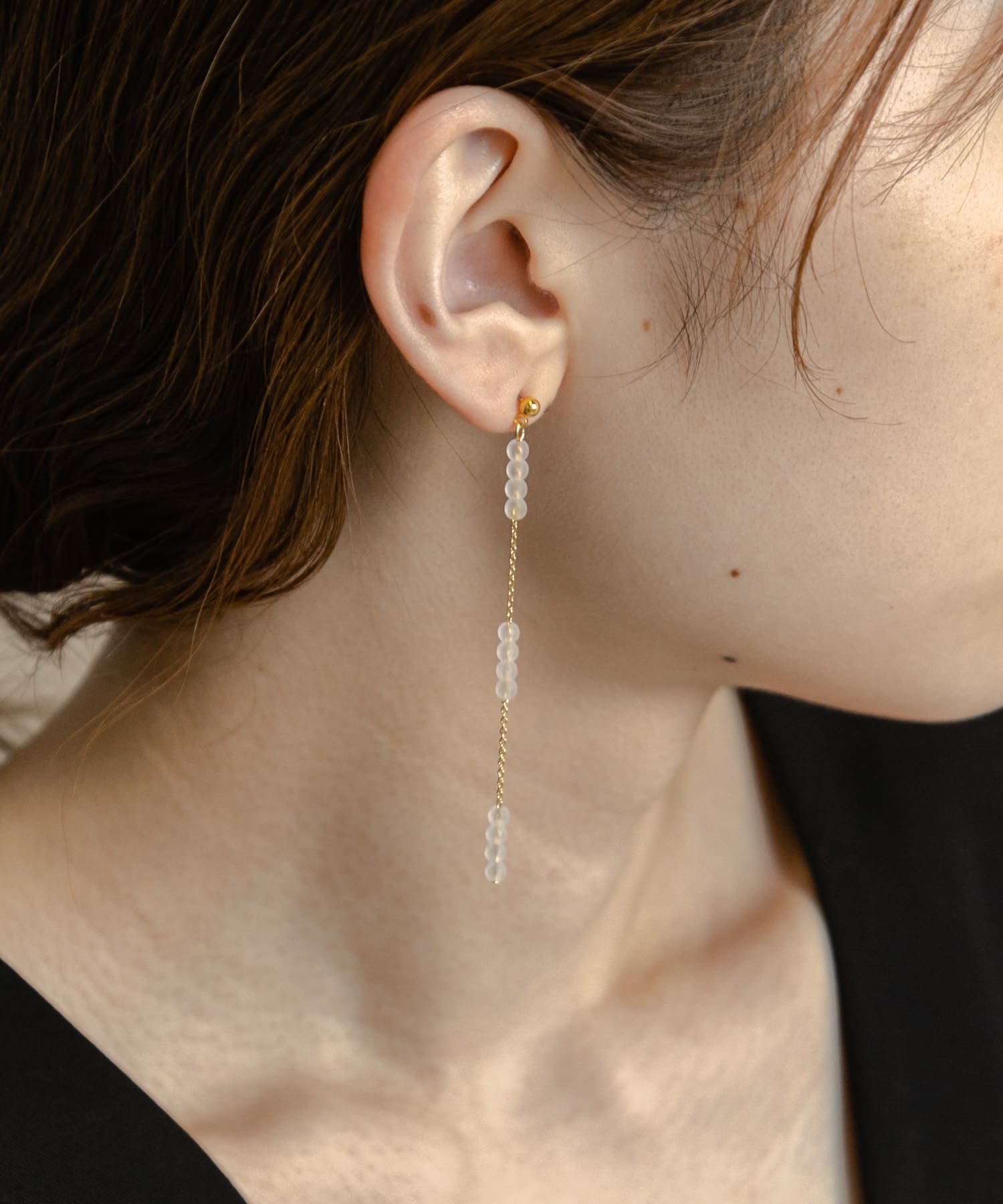 クリアケシチェーンピアス GLD -