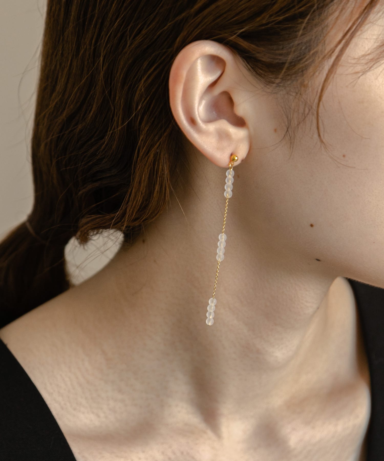クリアケシチェーンピアス GLD -
