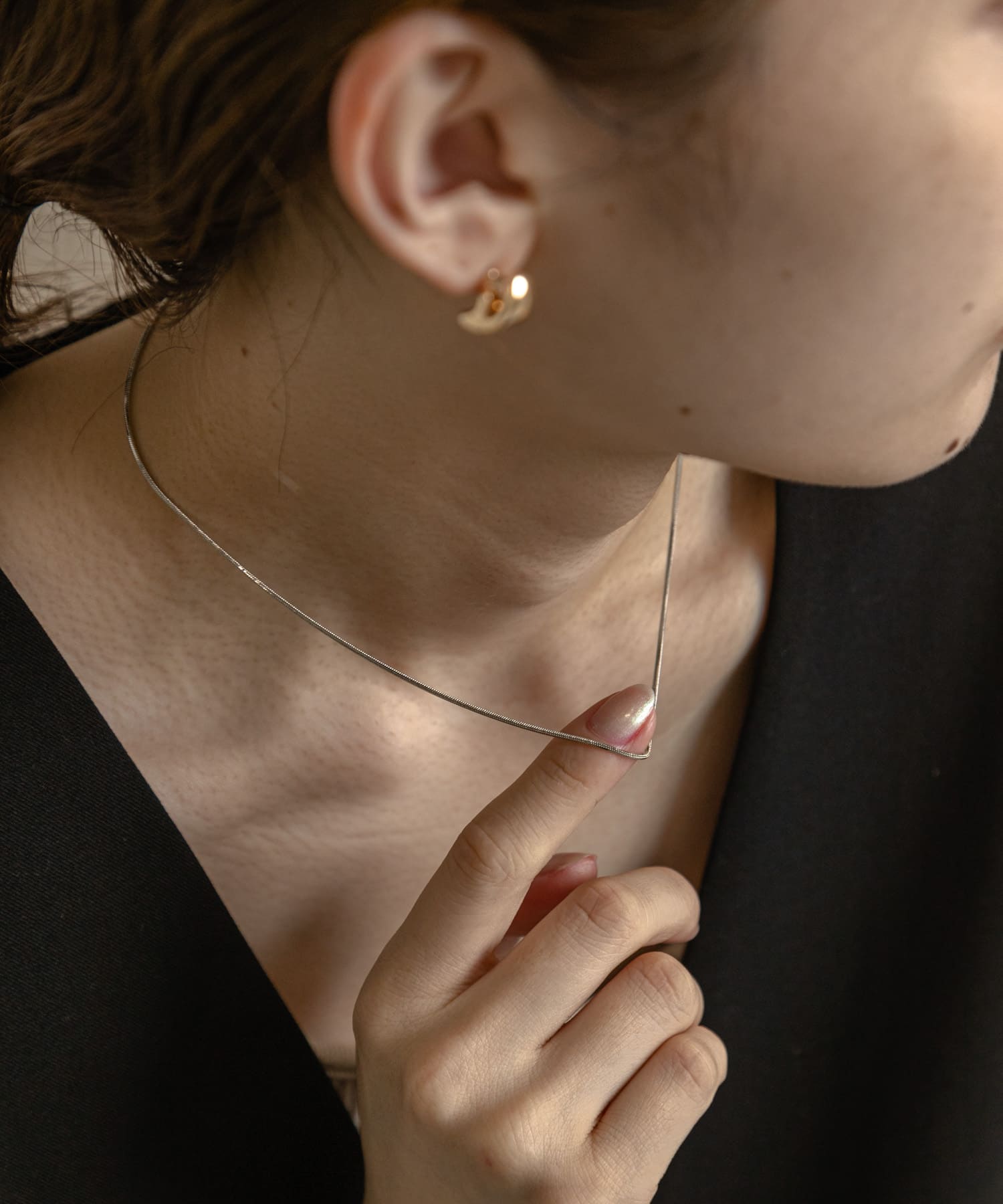 シンプルスネークチェーンネックレス SLV -