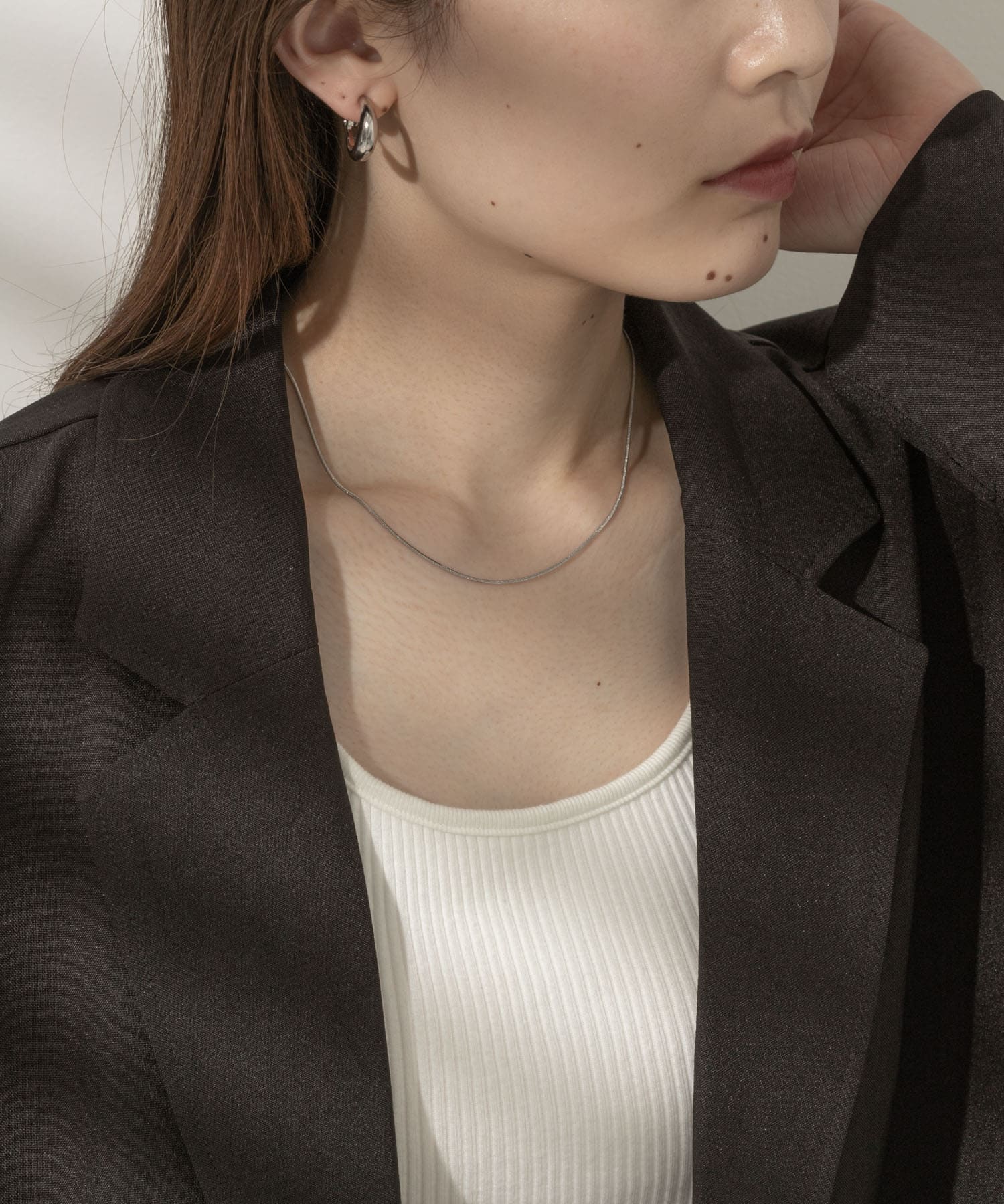 シンプルスネークチェーンネックレス SLV -