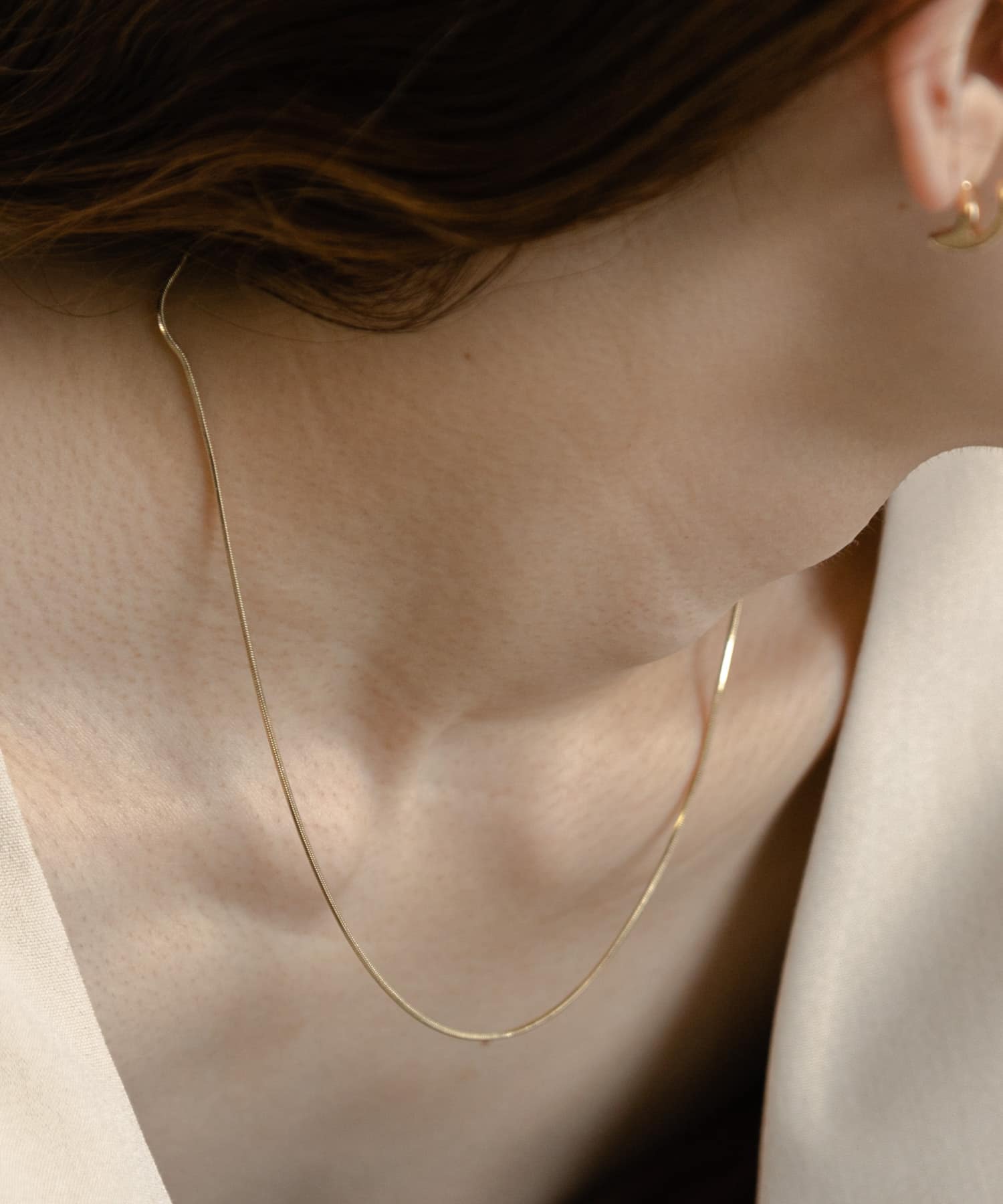 シンプルスネークチェーンネックレス GLD -
