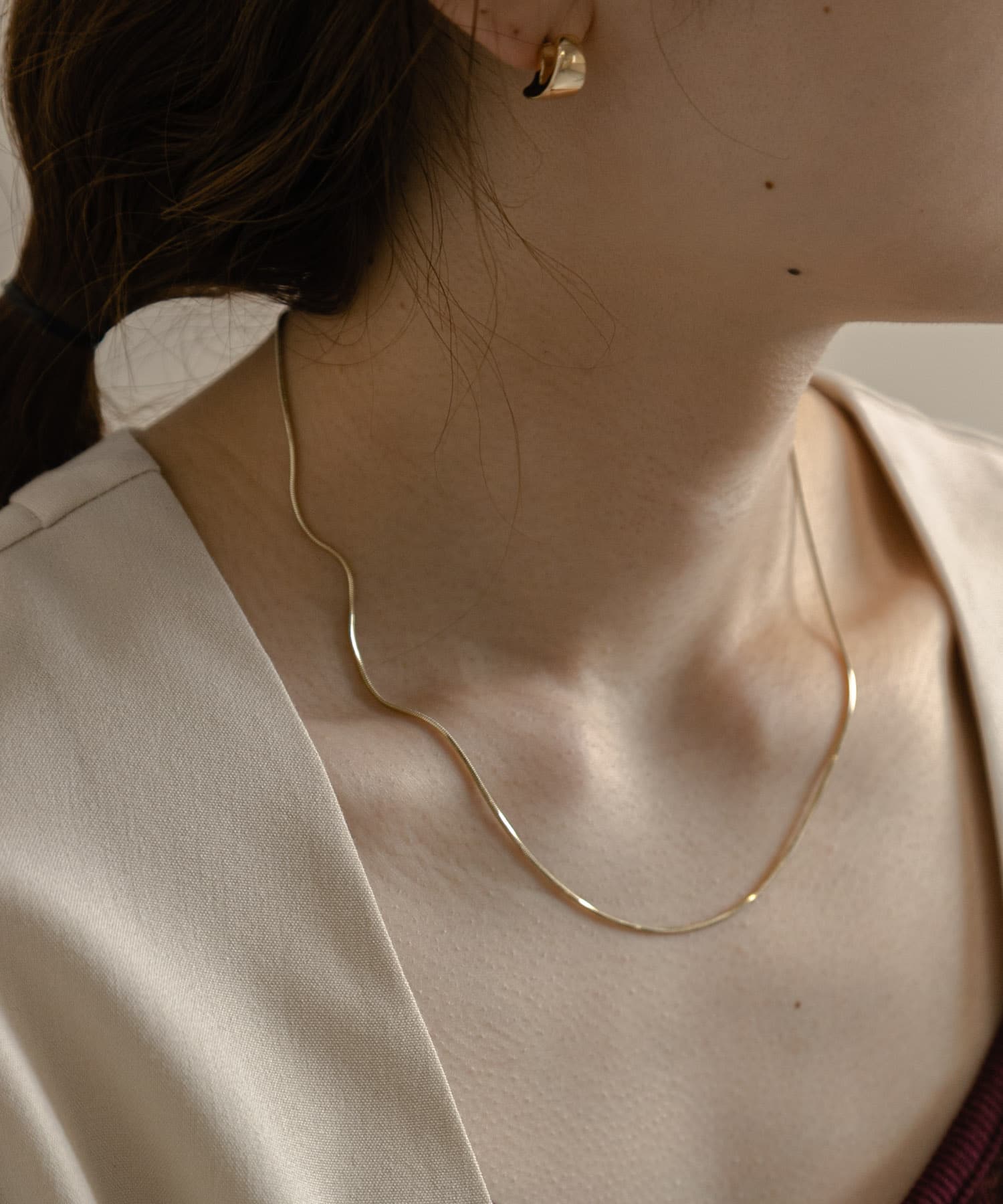 シンプルスネークチェーンネックレス GLD -