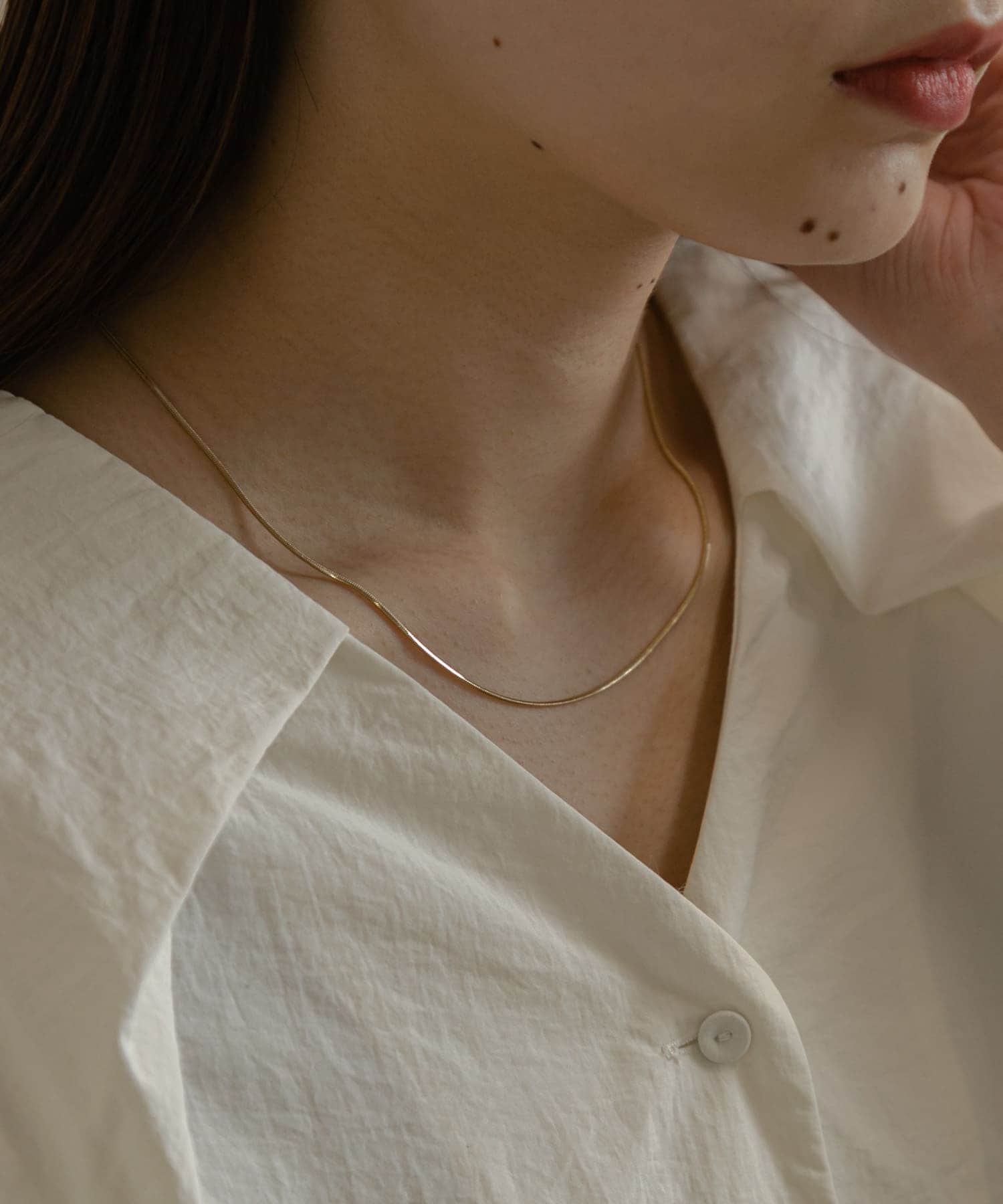シンプルスネークチェーンネックレス GLD -