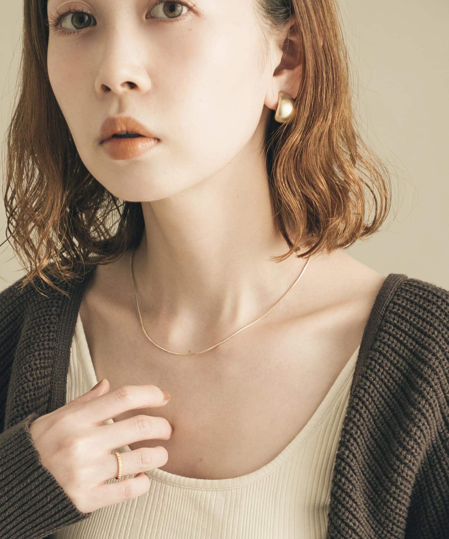 シンプルスネークチェーンネックレス GLD -