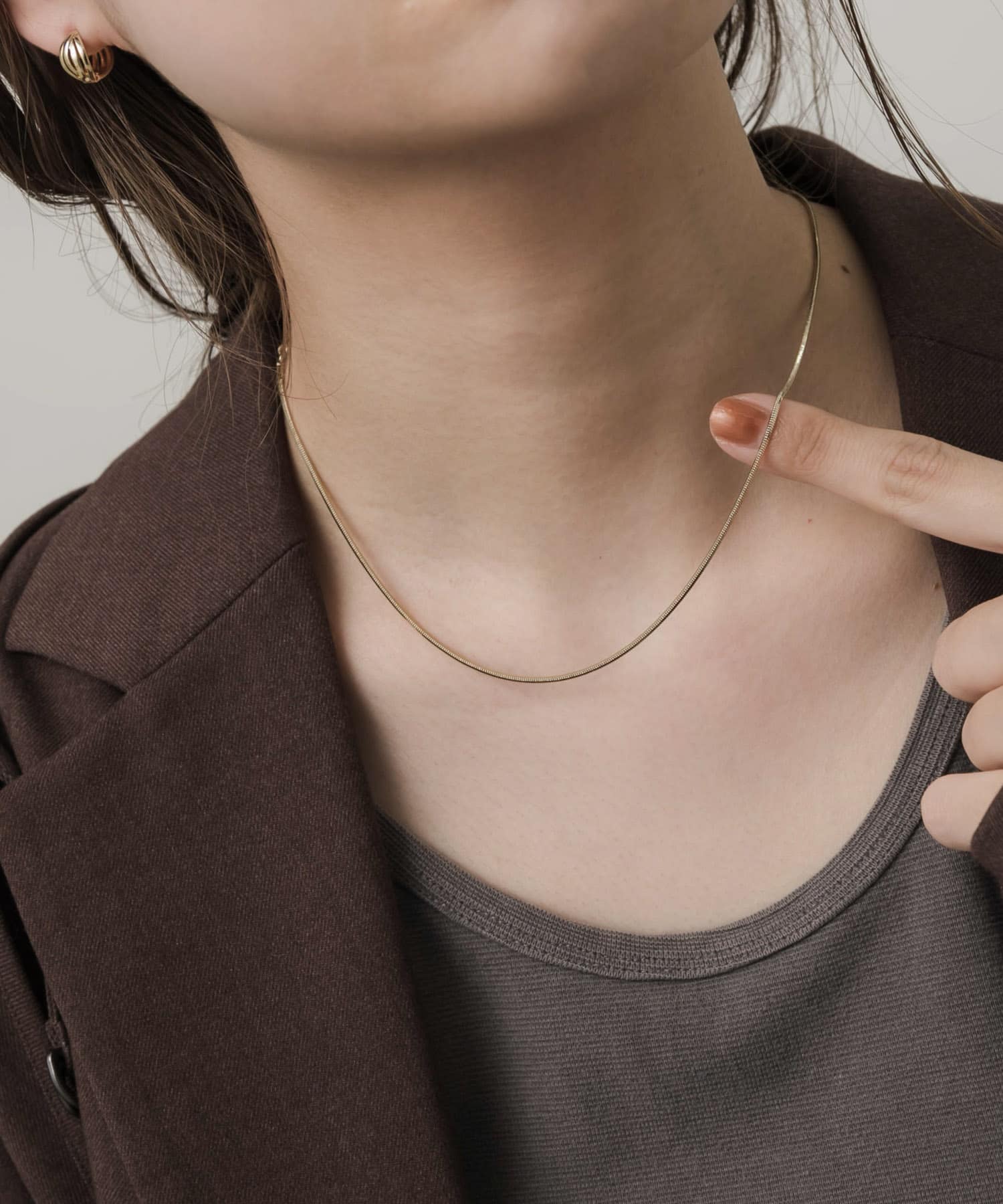 シンプルスネークチェーンネックレス GLD -